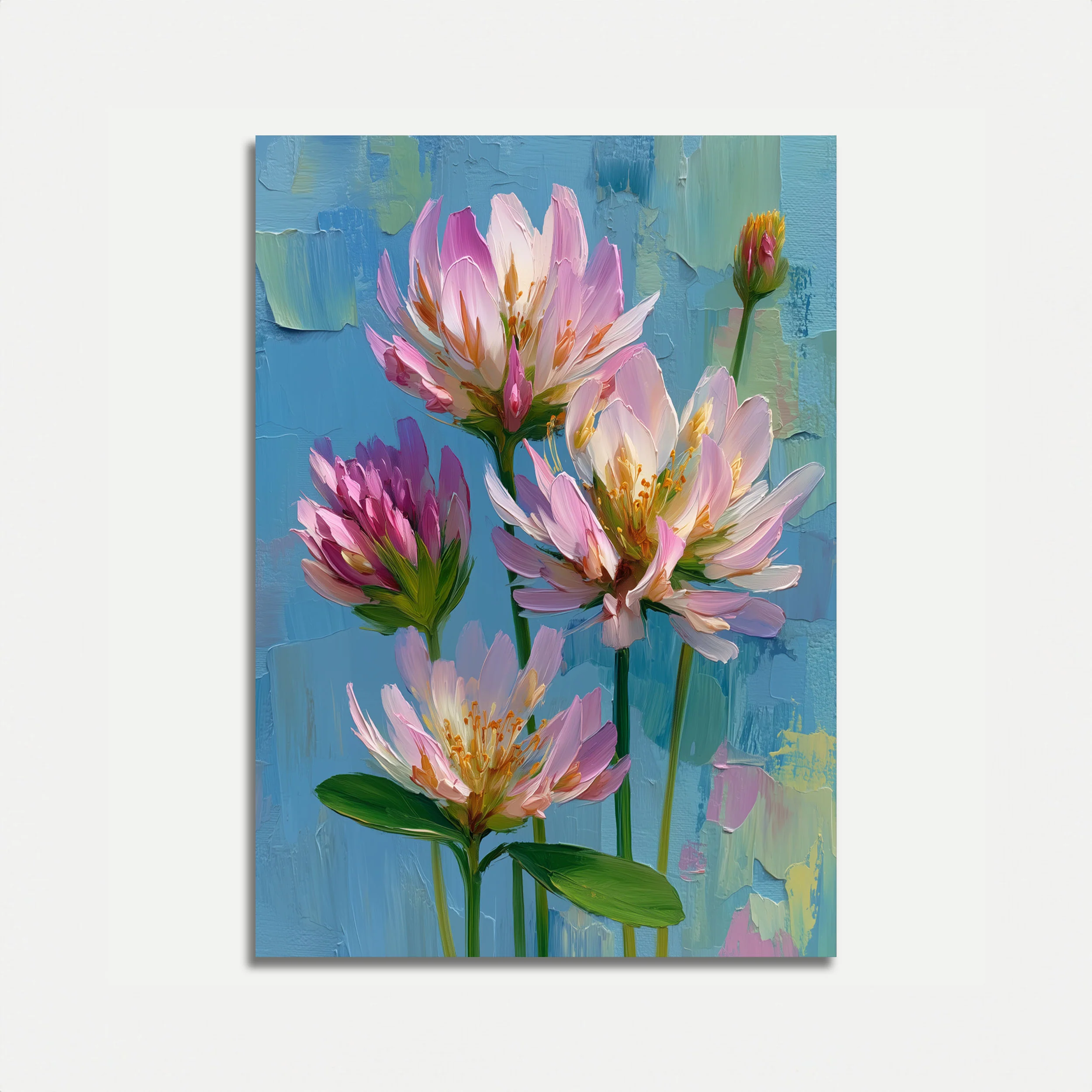 Pink Lotus Flowers Oil Painting Poster