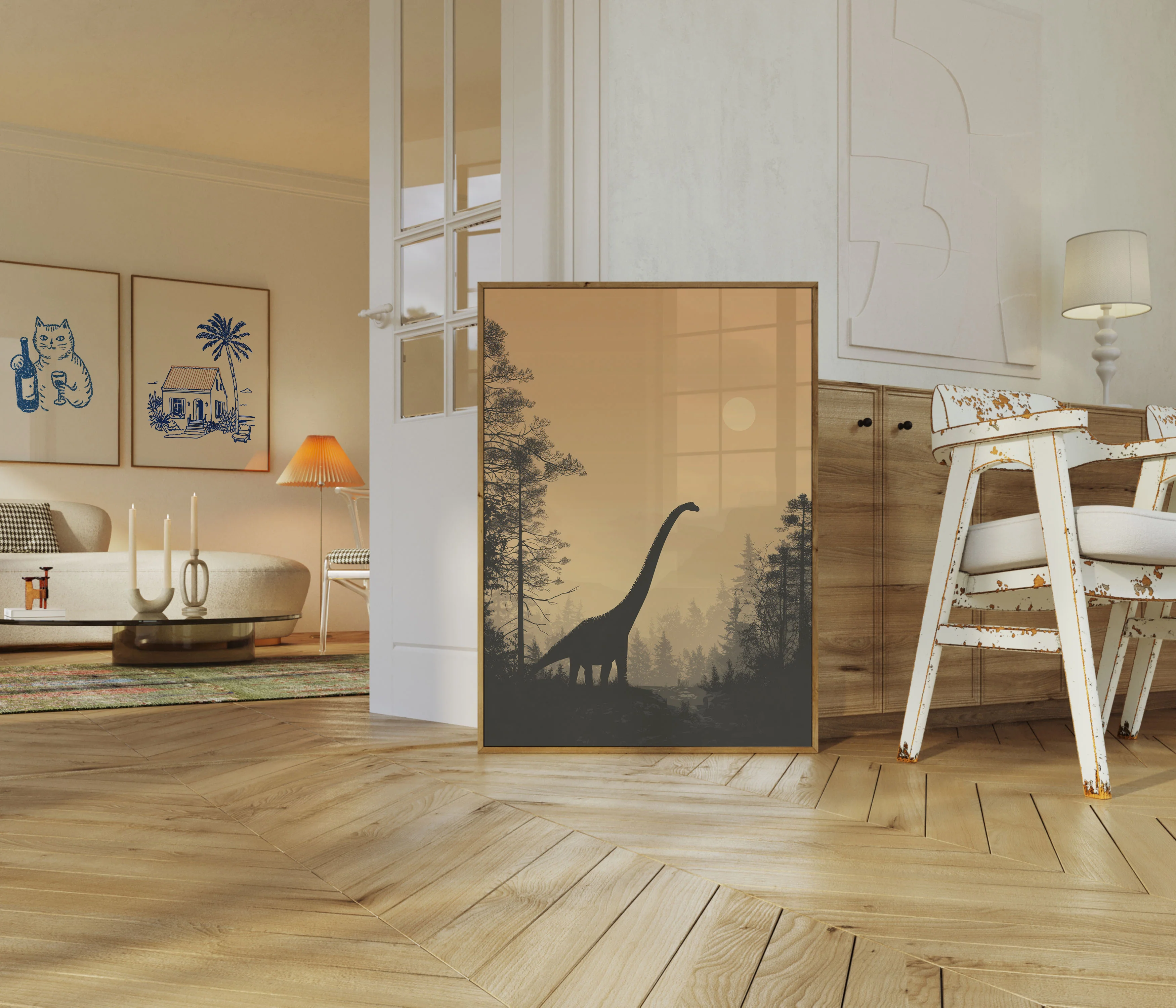 Prehistoric Sunset Brachiosaurus Poster - Image 5