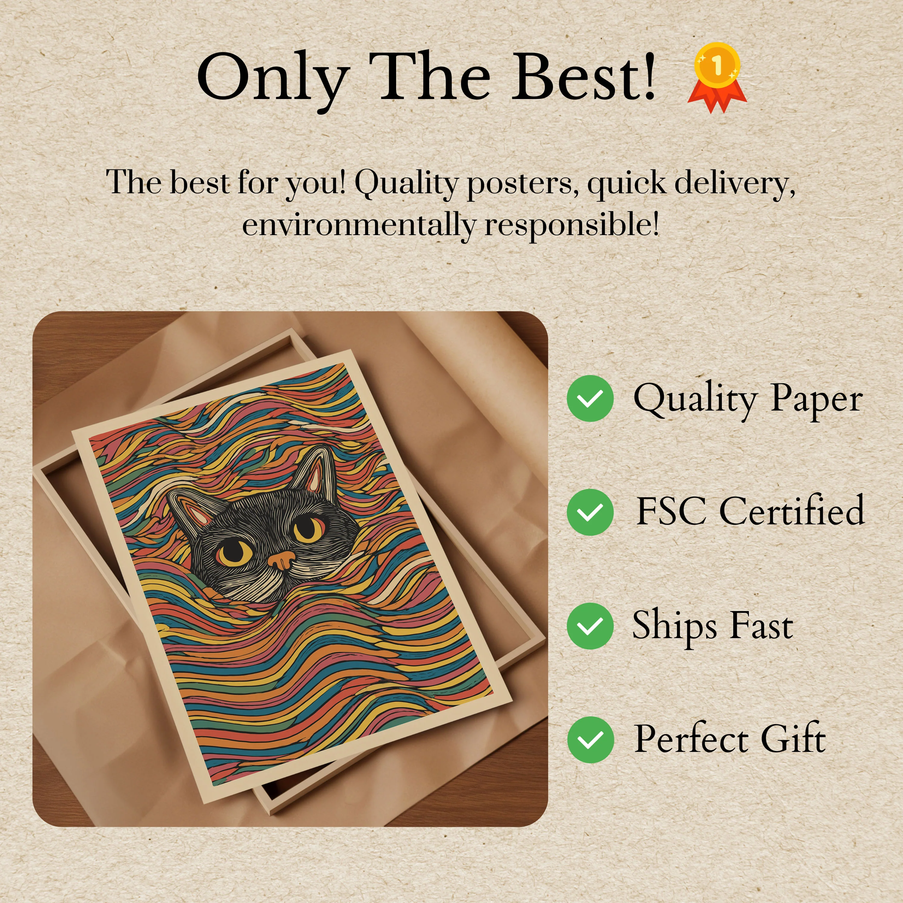 Psychedelic Cat Wave Poster - Image 3