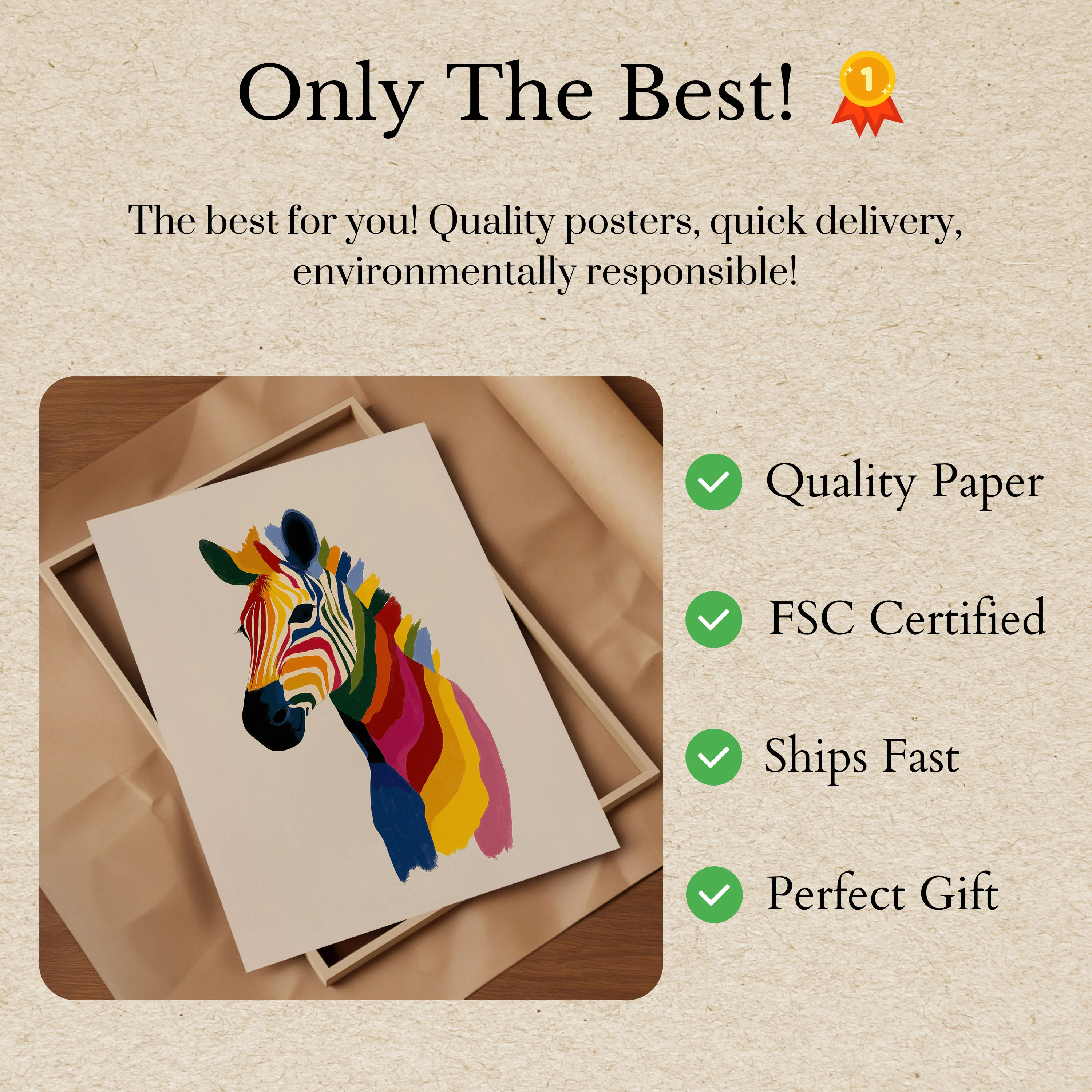 Rainbow Zebra Modern Art Poster - Image 3