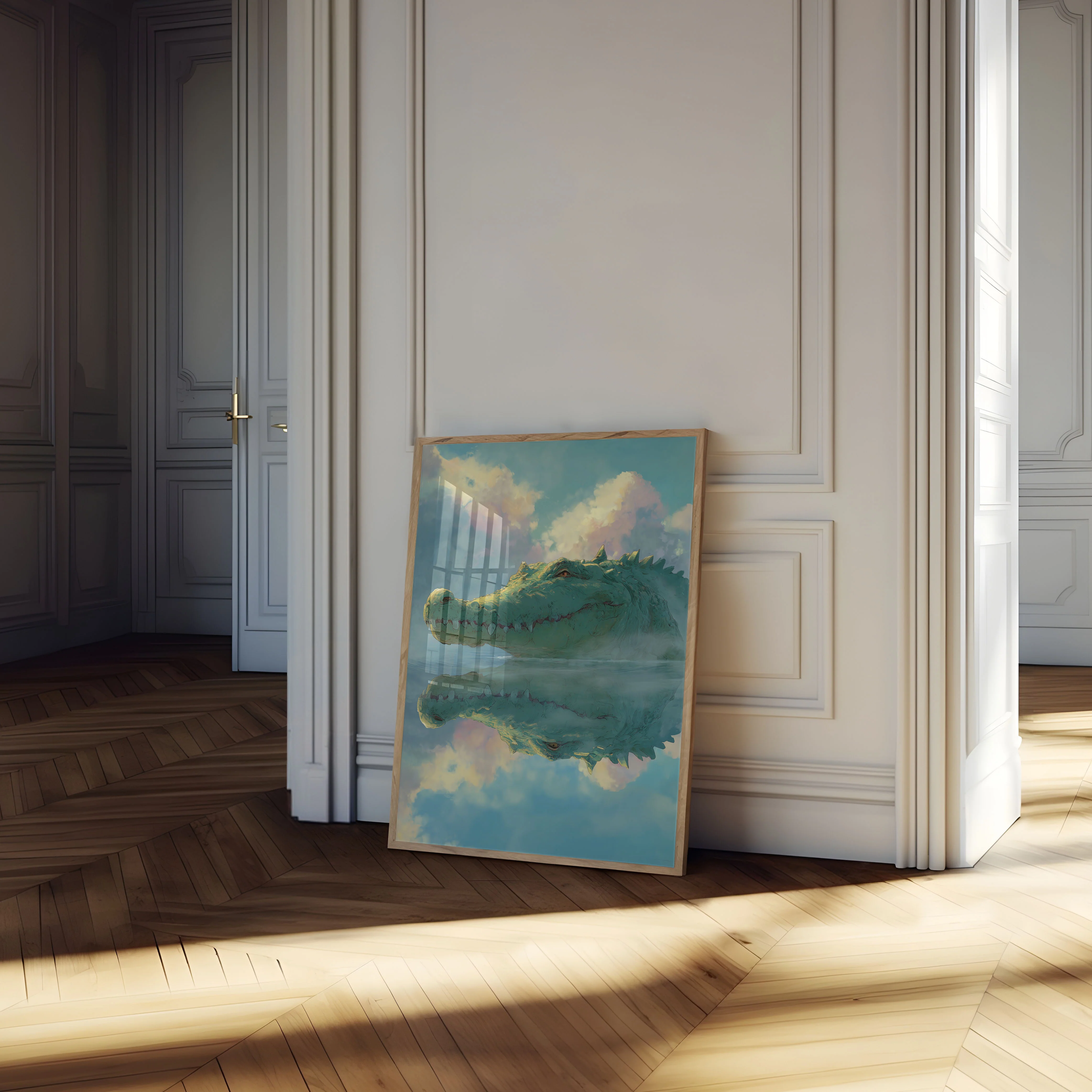 Reflective Crocodile Dreamscape Poster - Image 4