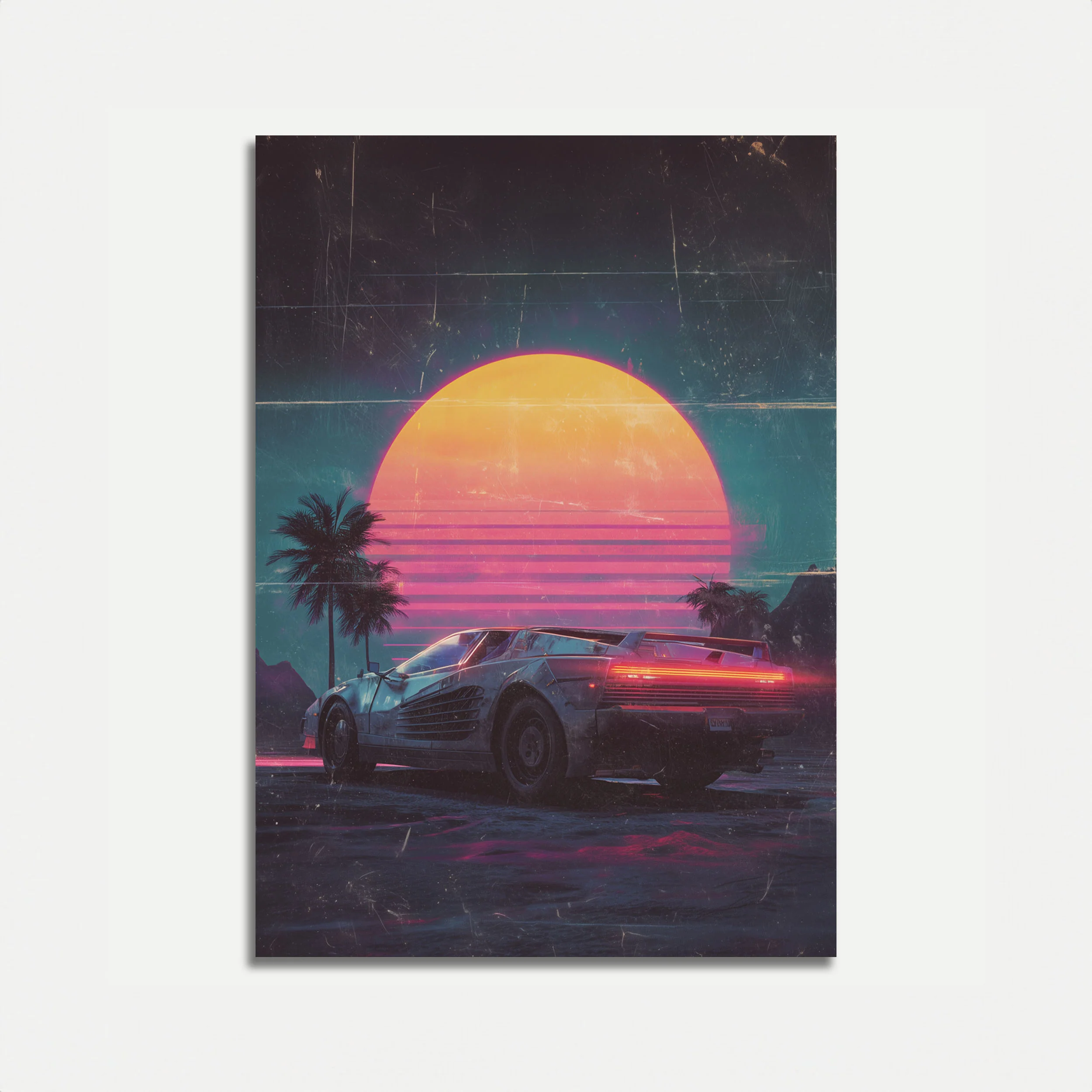 Retro Sunset Synthwave Poster