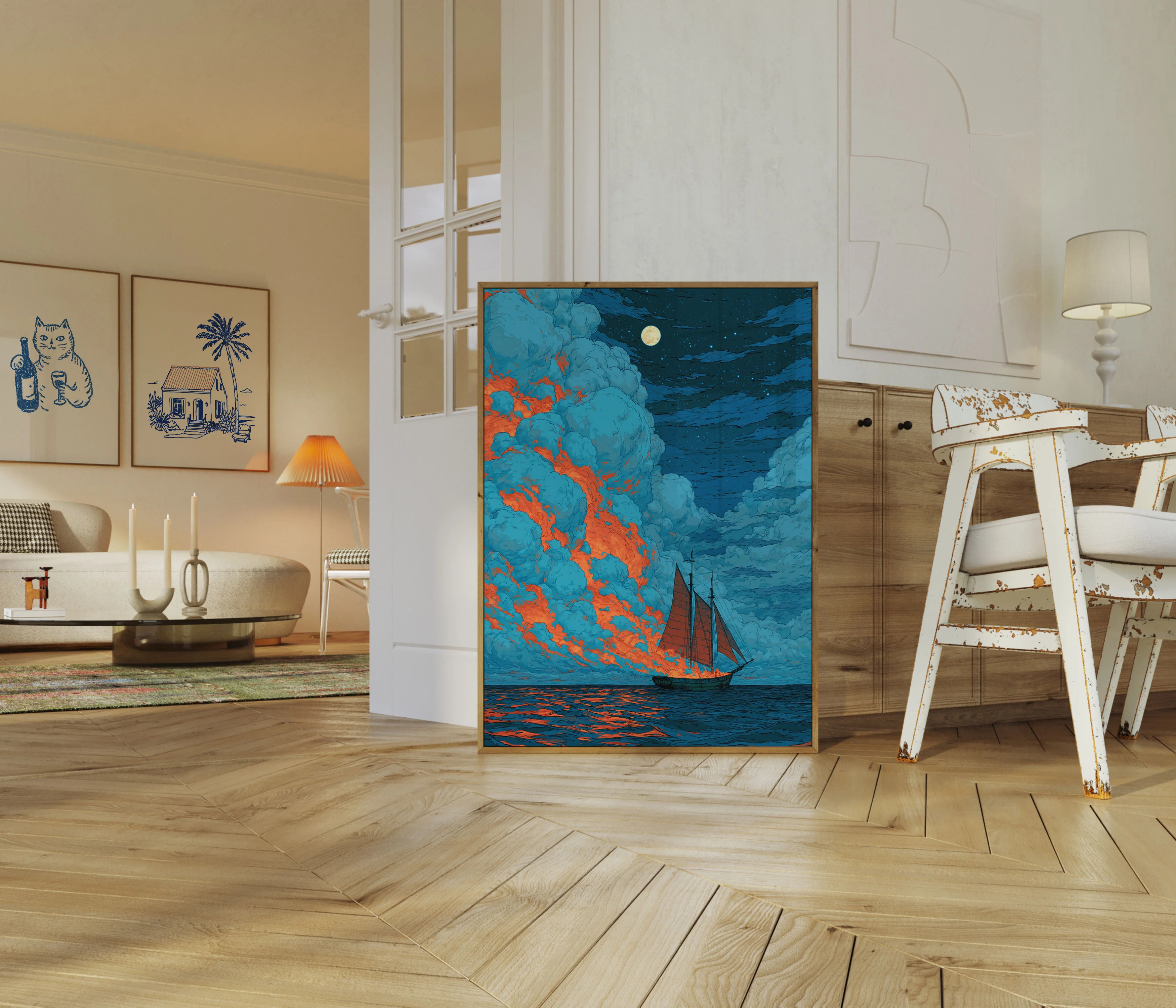 Sailing Ship and Lava Cliffs Poster - Image 5