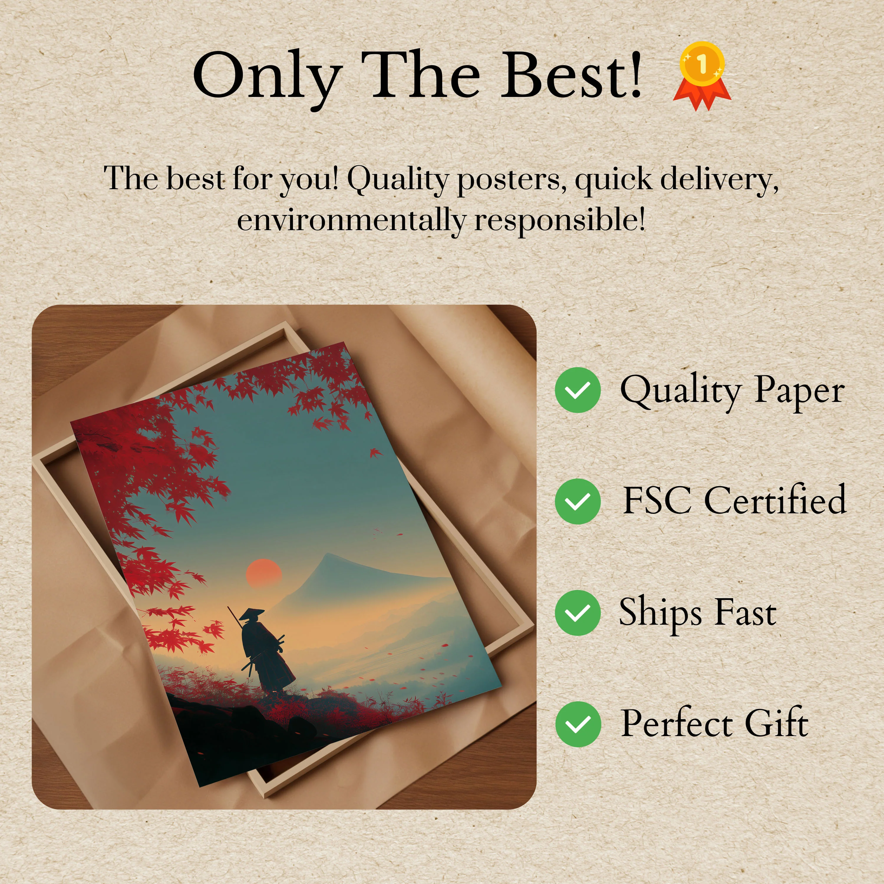 Samurai Mountain Sunset Poster - Image 3