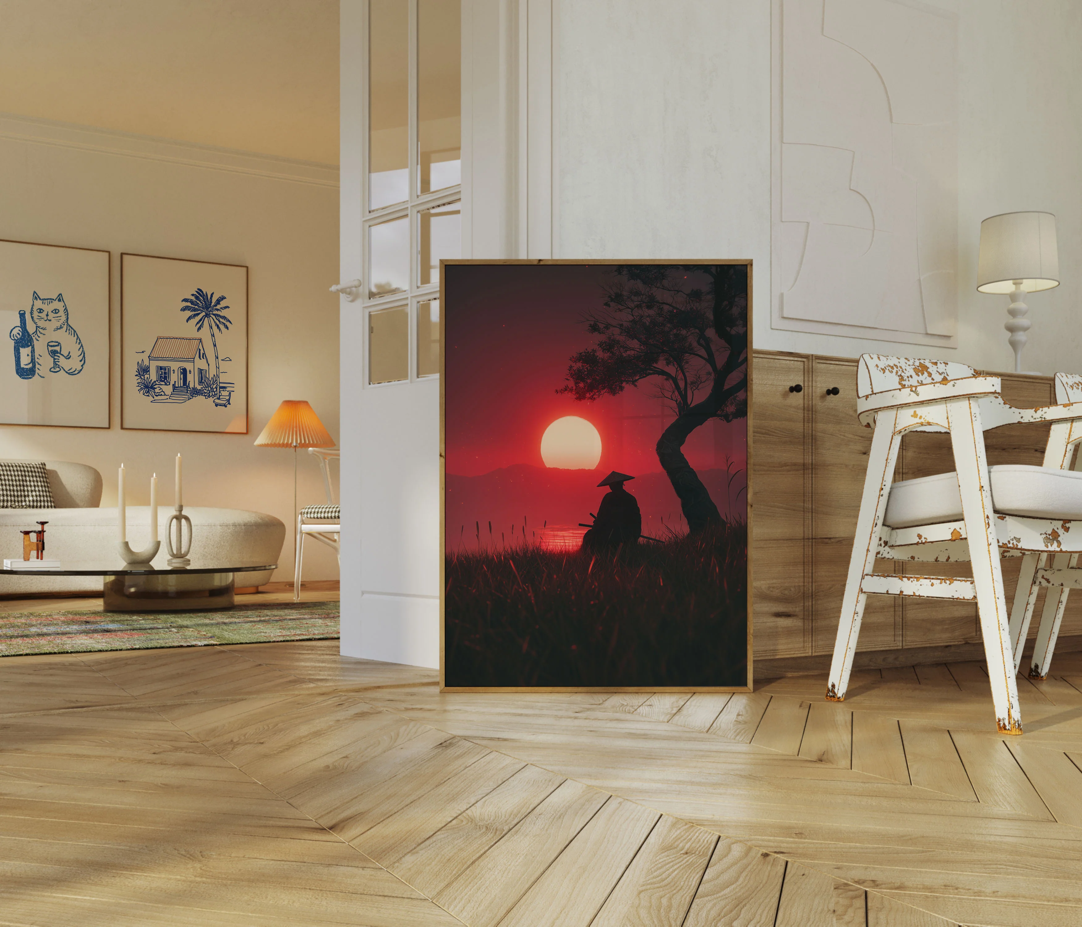 Samurai Sunset by the Water Poster - Image 5
