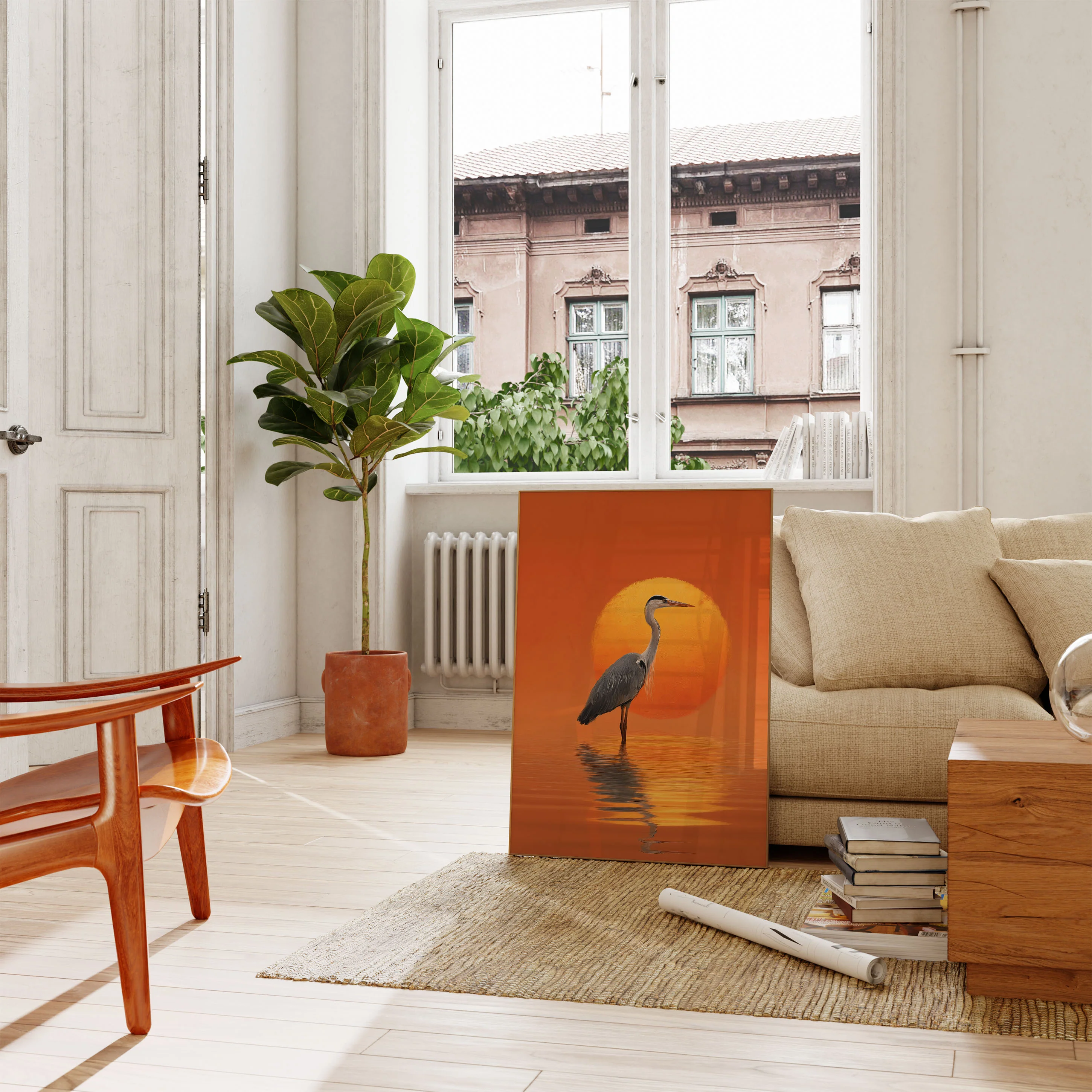 Serene Heron Sunset Poster - Image 2