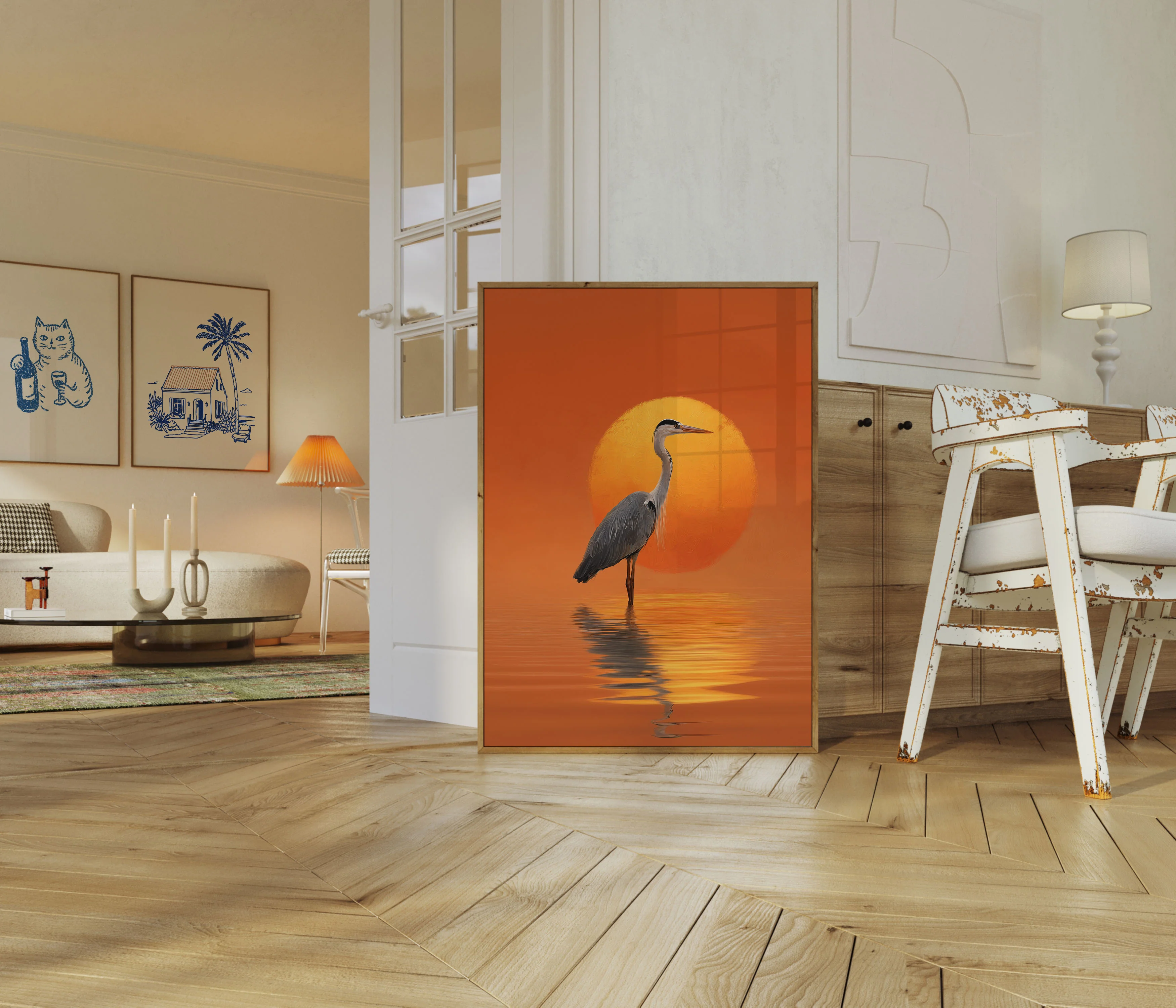 Serene Heron Sunset Poster - Image 5
