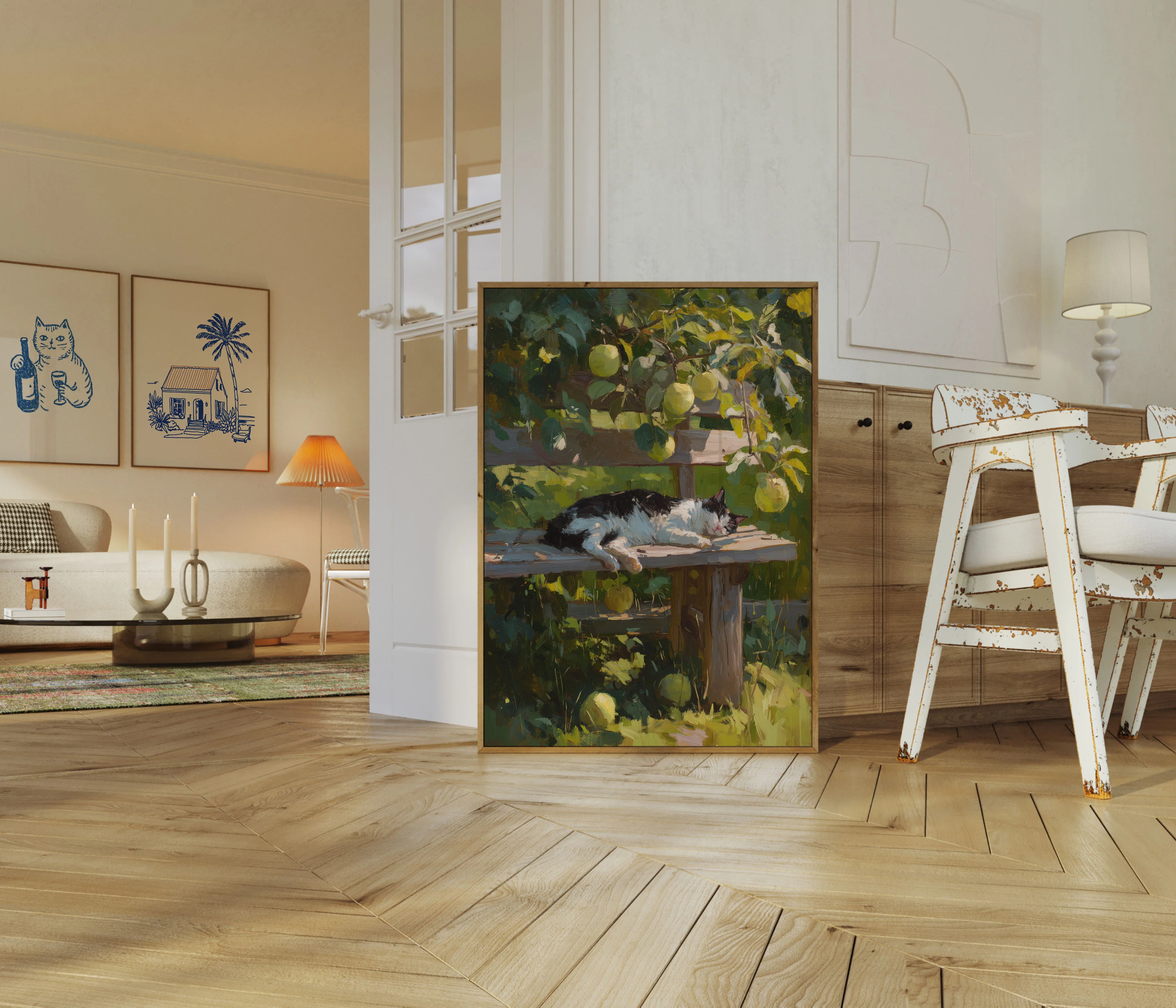 Sleeping Cat Under Apple Tree Poster - Image 5
