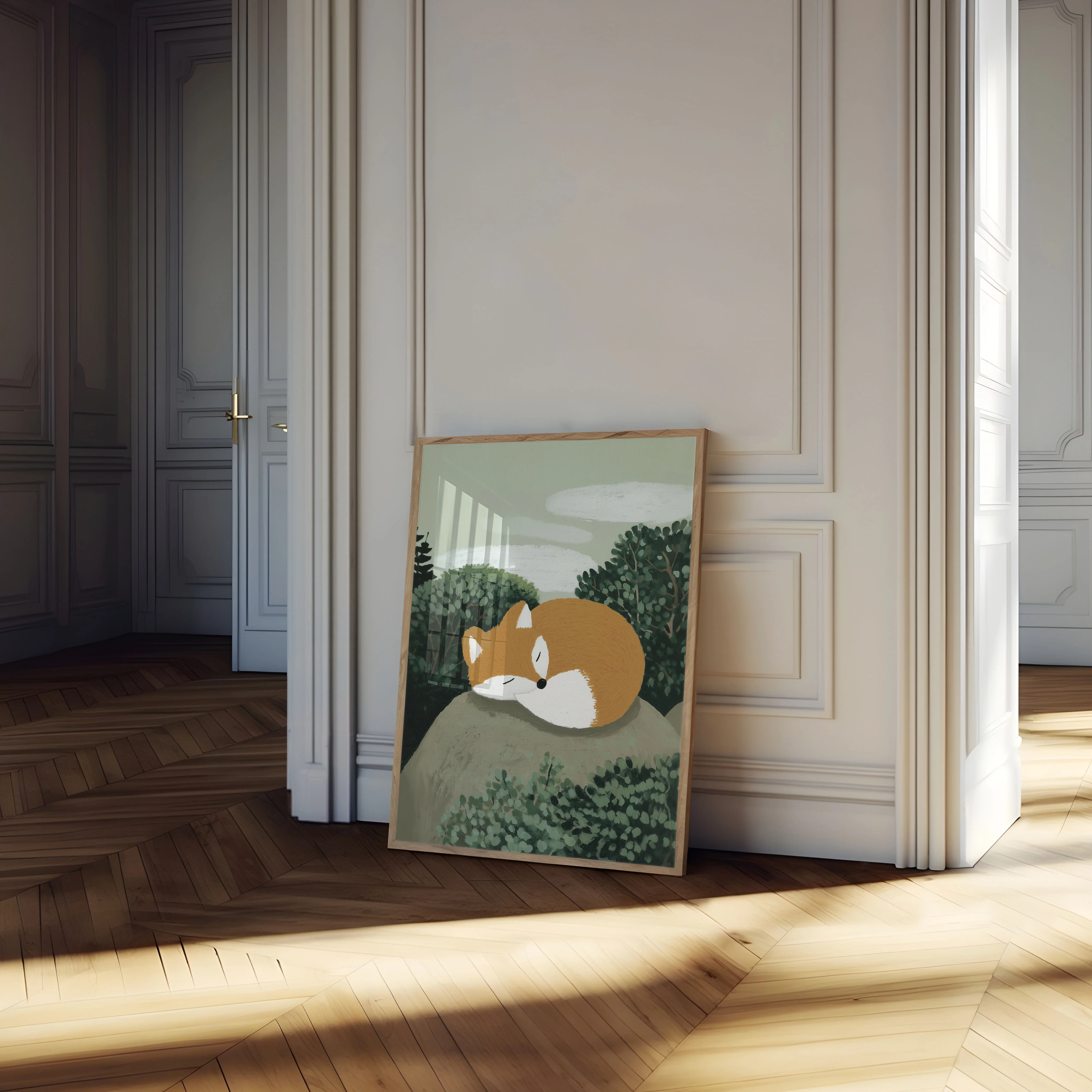 Sleepy Fox on Stone Poster - Image 4
