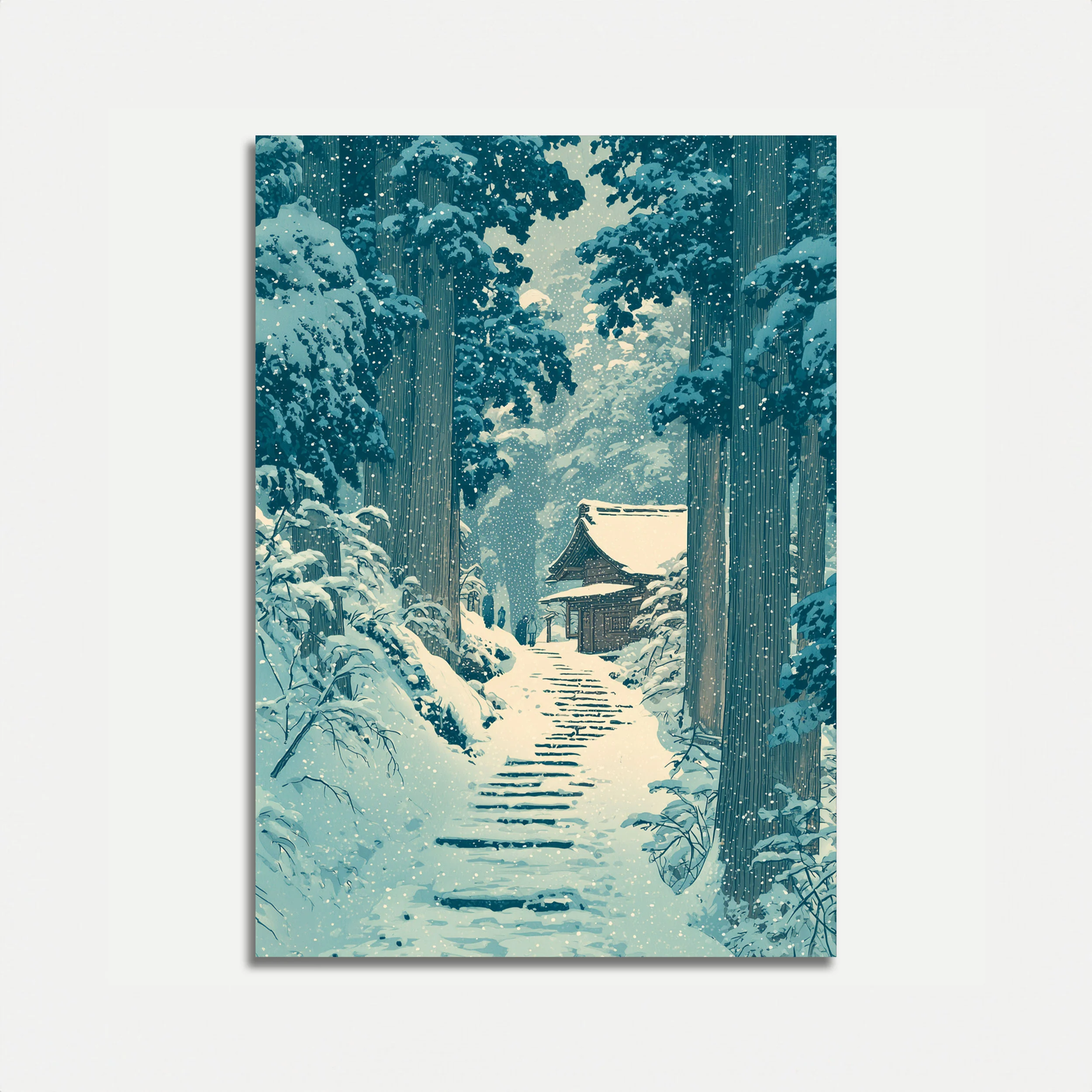 Snow Temple Forest Path Poster