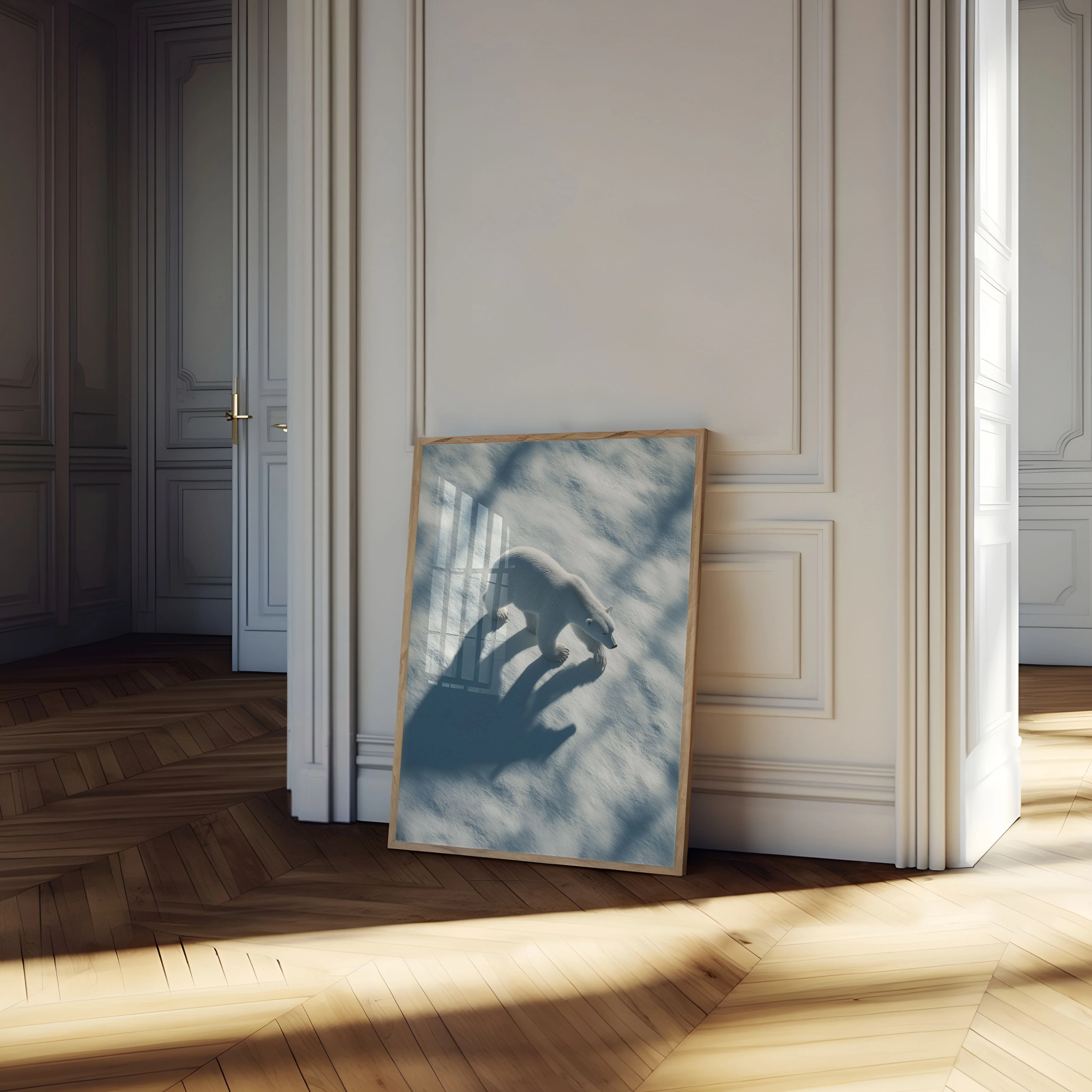 Solitary Polar Bear Shadow Poster - Image 4