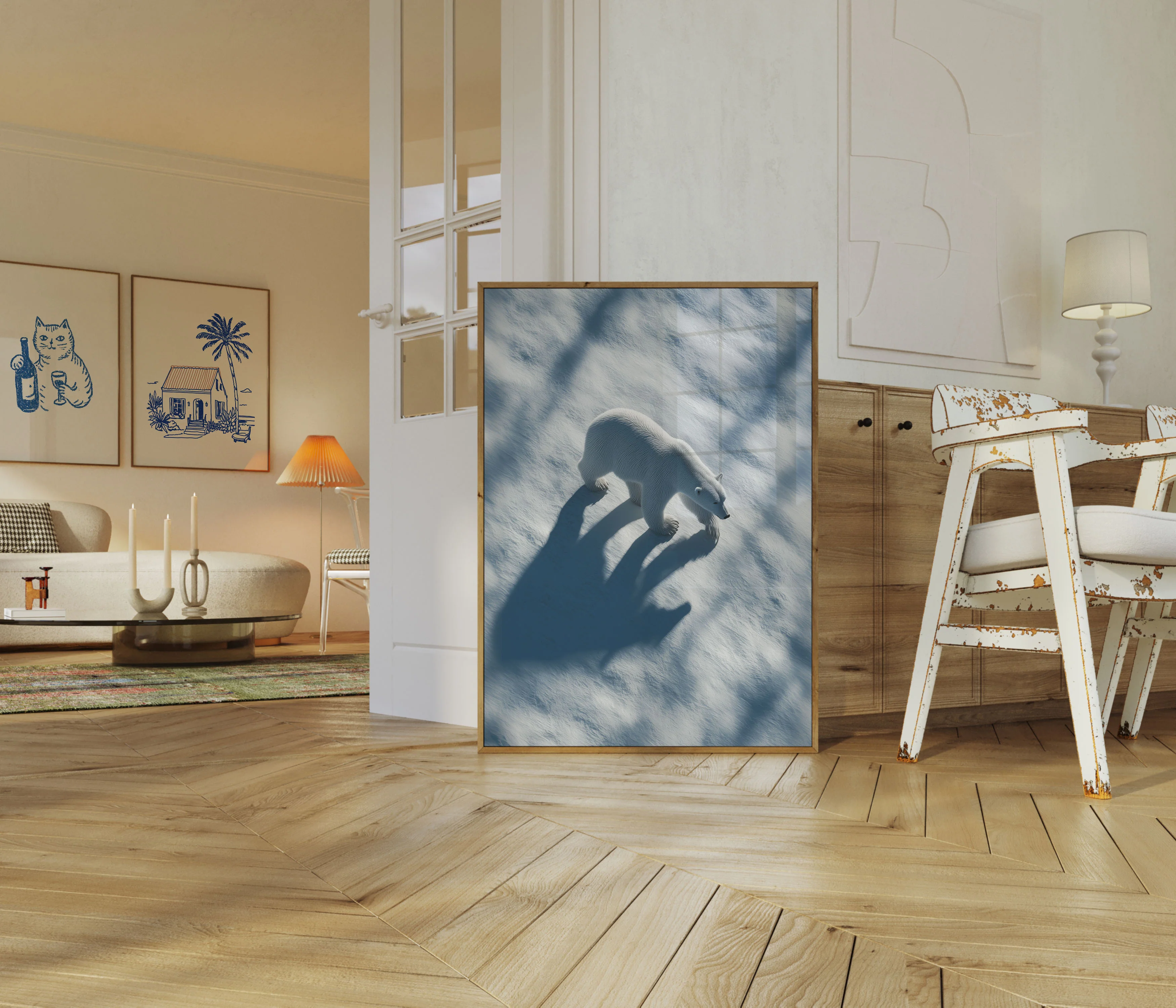 Solitary Polar Bear Shadow Poster - Image 5