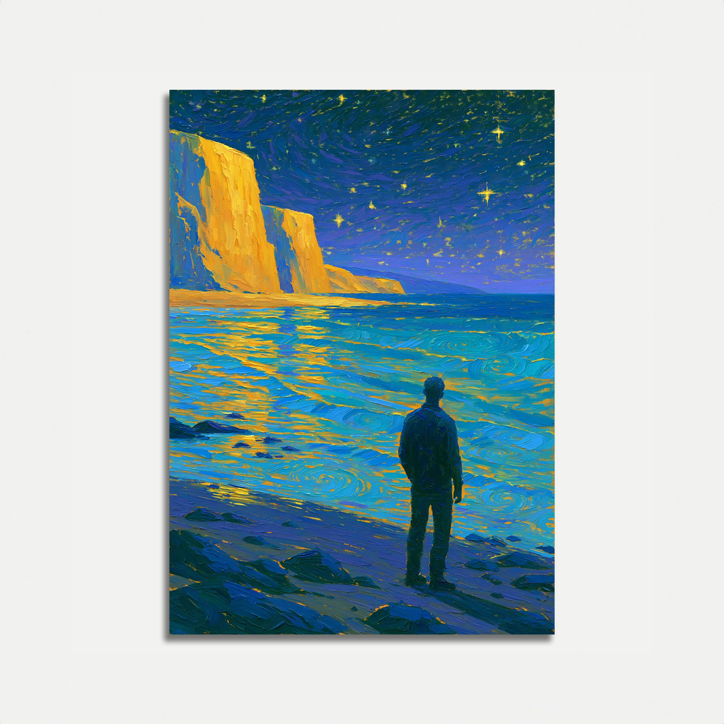 Starry Night Ocean Cliffs Poster