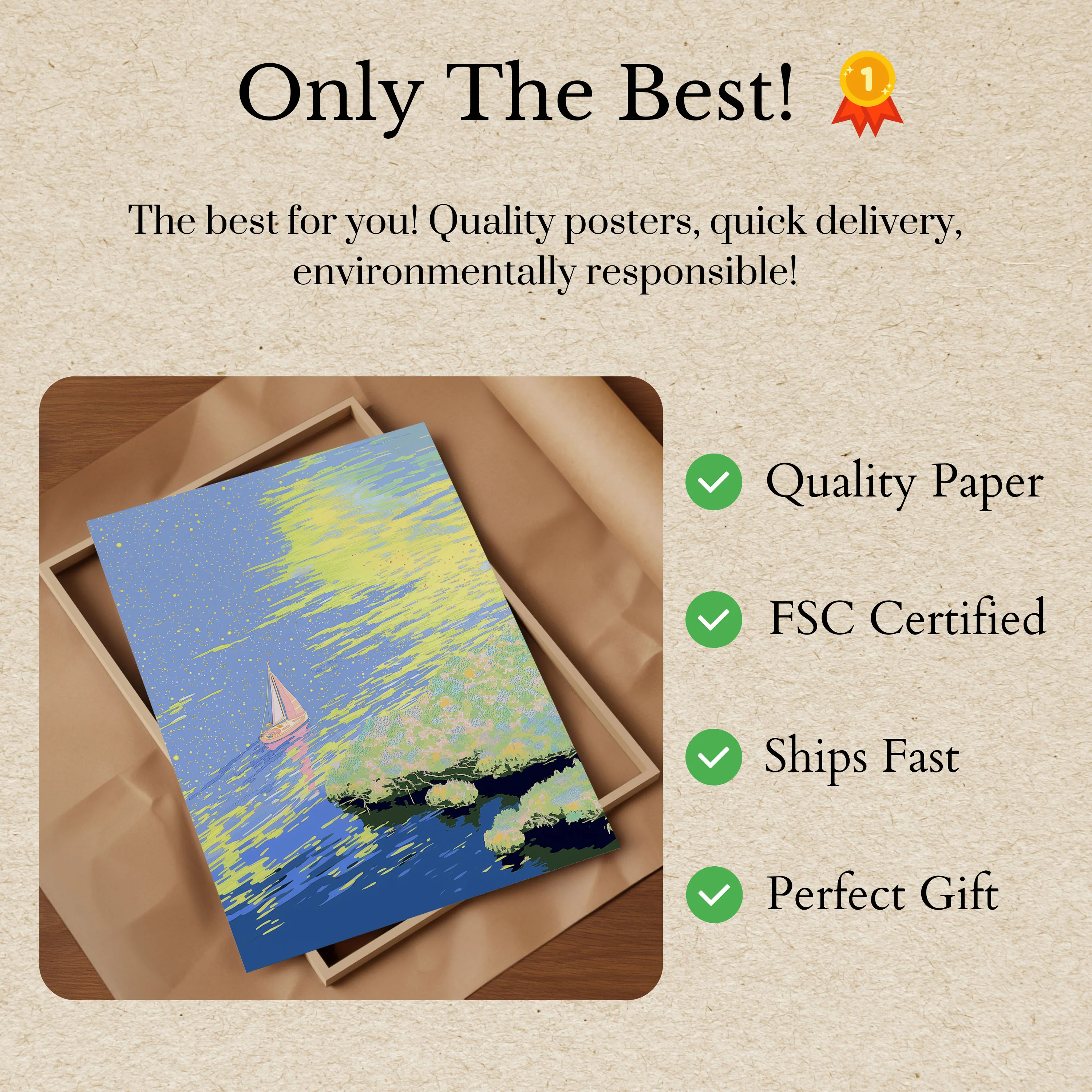 Starry Night Sailing Poster - Image 3