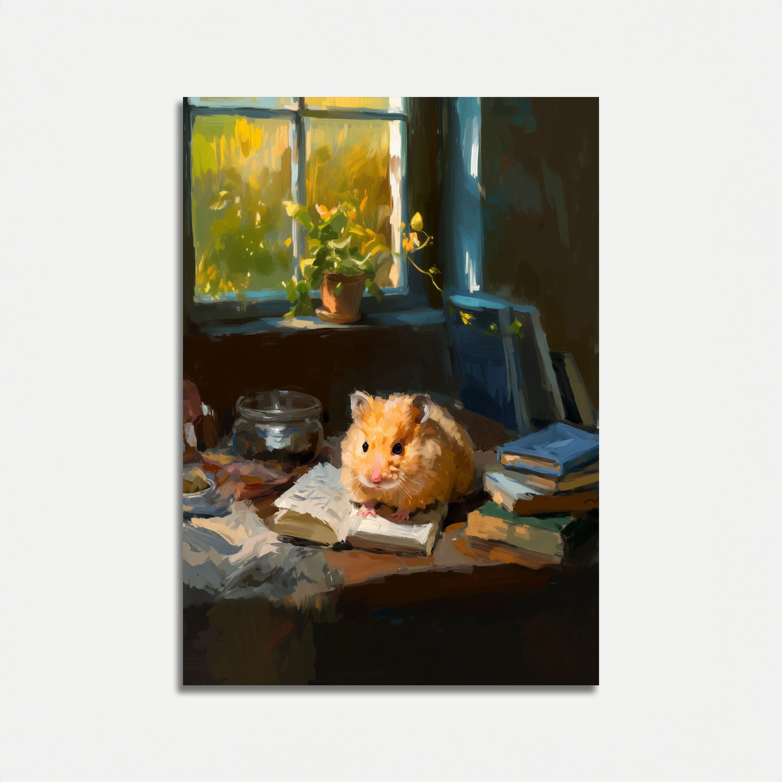 Studious Hamster Reading Poster