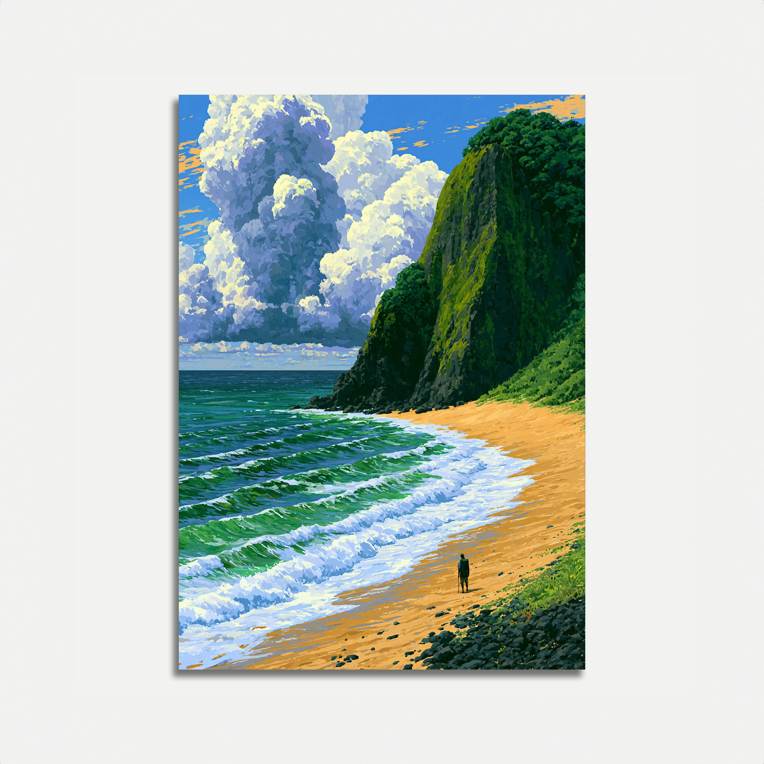 Surfer on Coastal Cliffs Poster