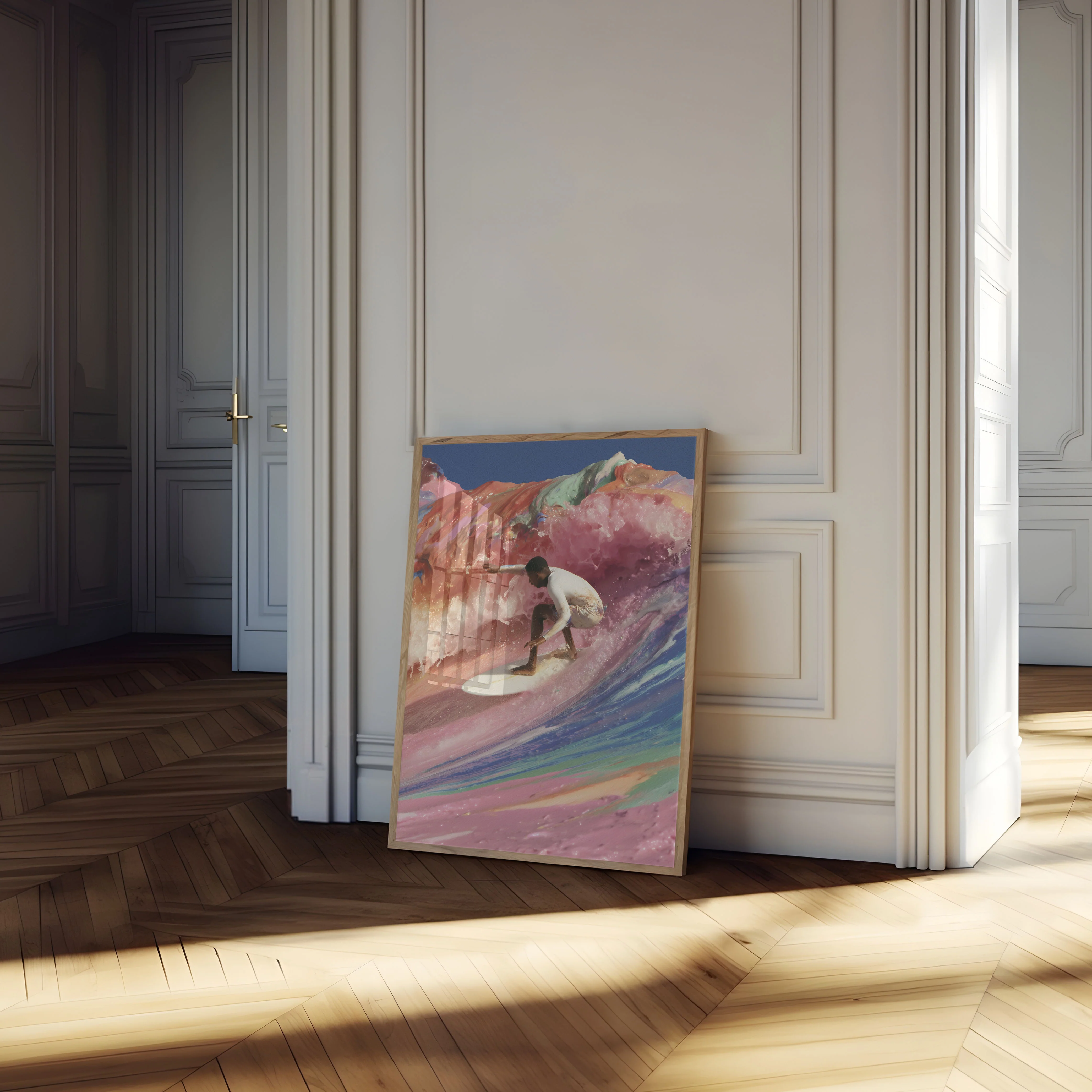 Surfer Riding Colorful Wave Poster - Image 4