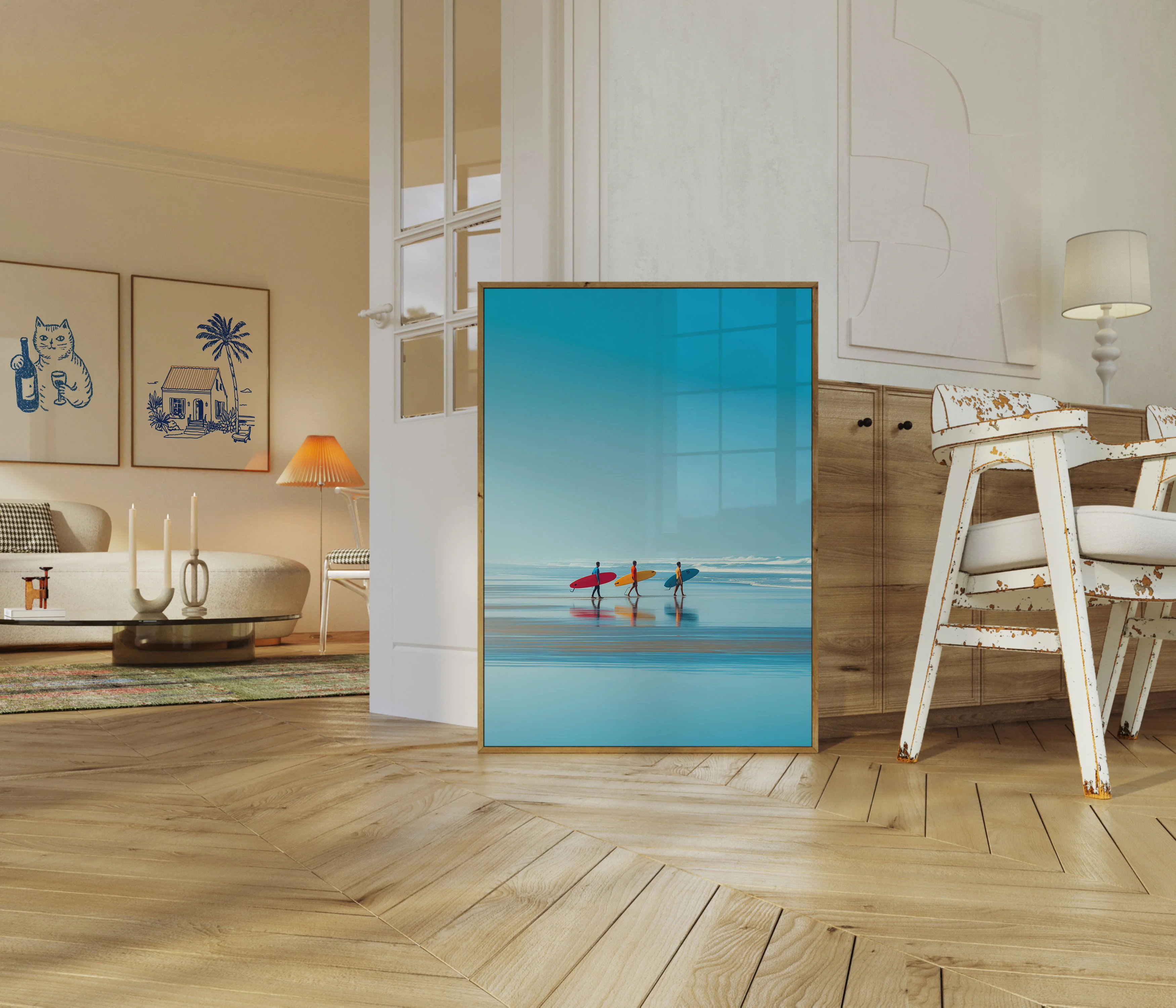 Surfers Walking Into Ocean Poster - Image 5