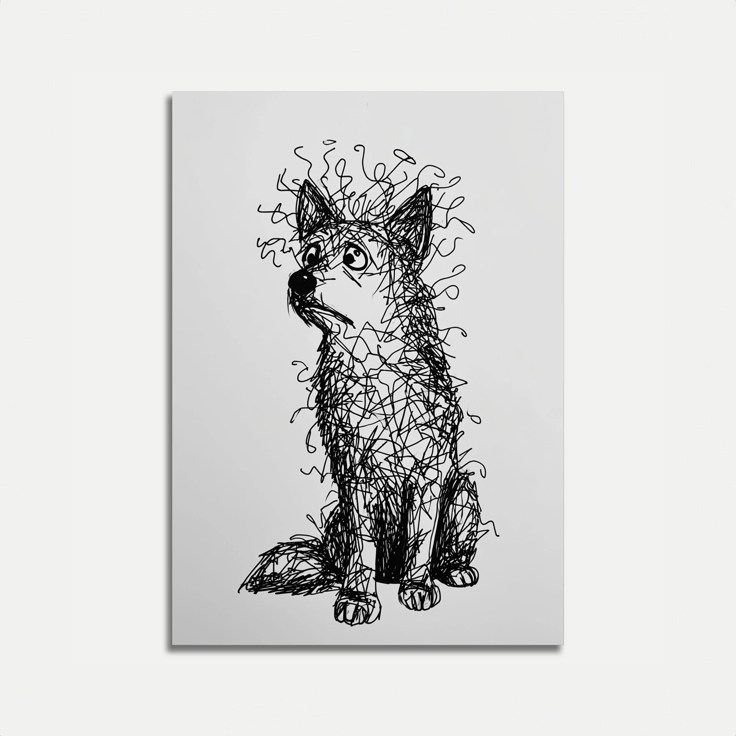 Tangled Scribble Dog Poster