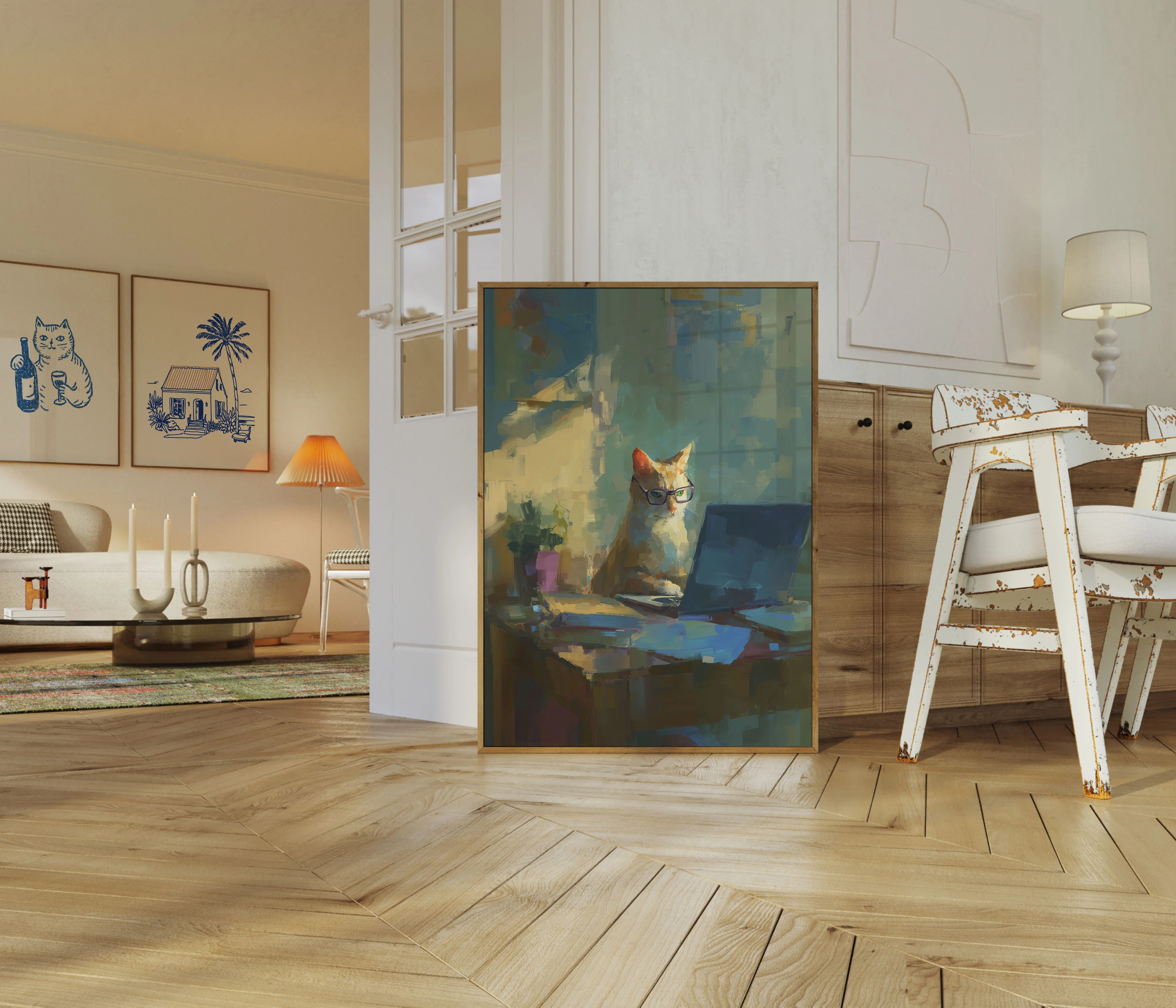 Tech-Savvy Cat Working Poster - Image 5