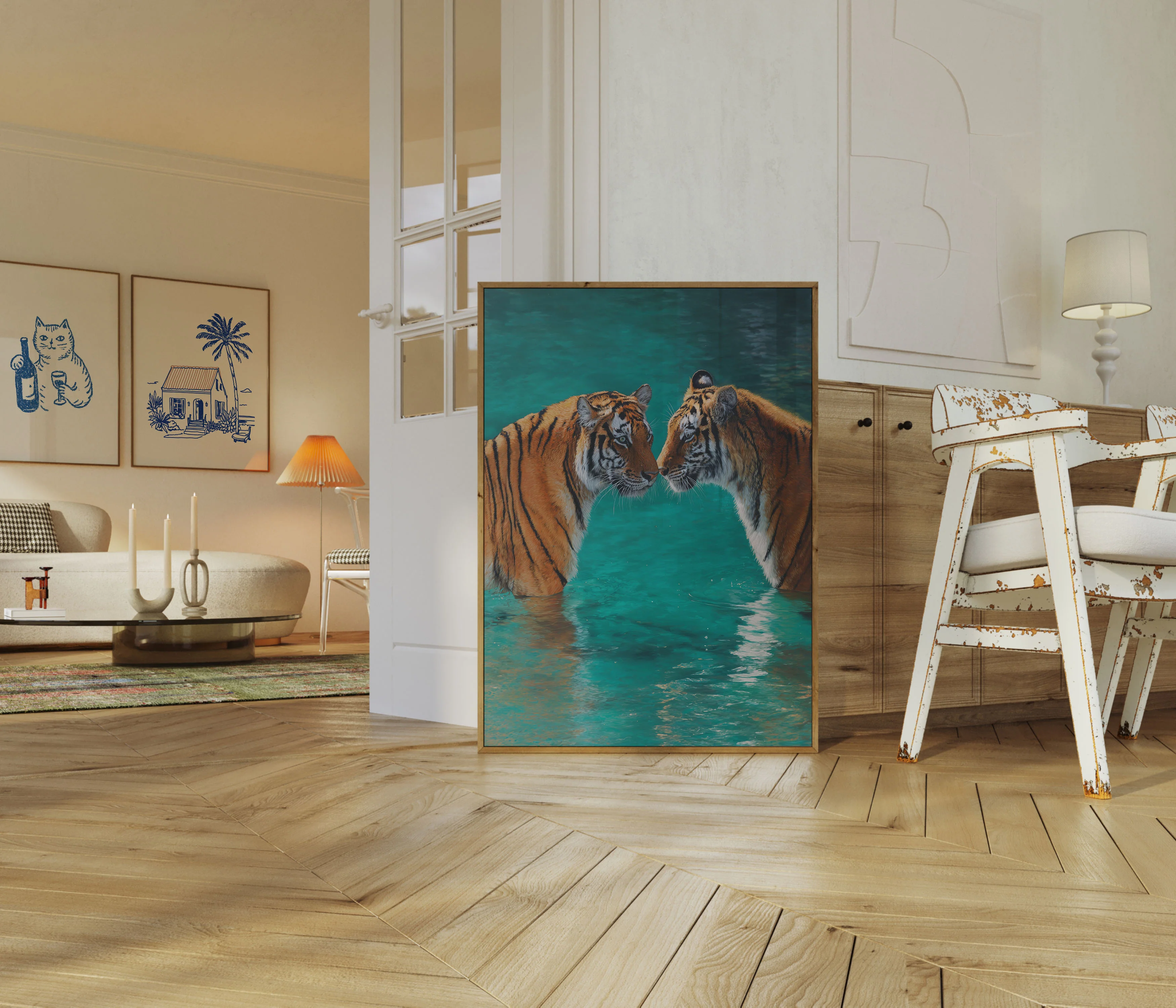 Tigers in Turquoise Waters Poster - Image 5