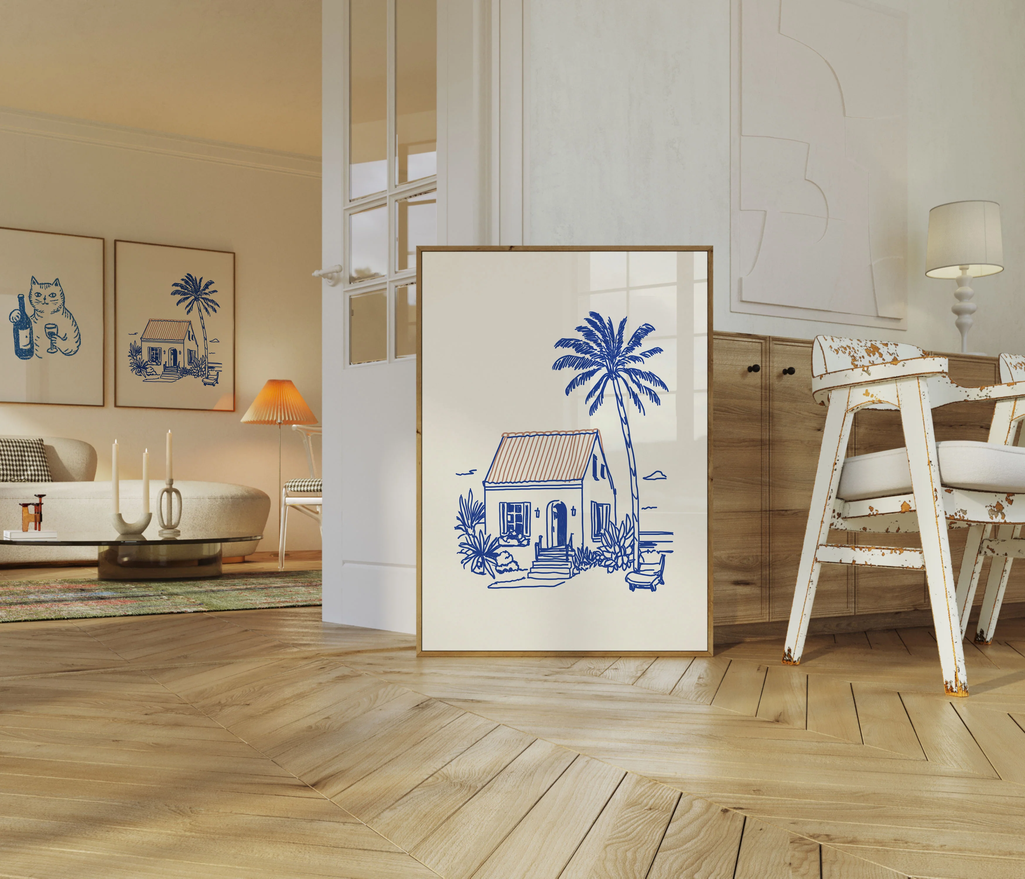 Tropical Beach Shack Line Art Poster - Image 5
