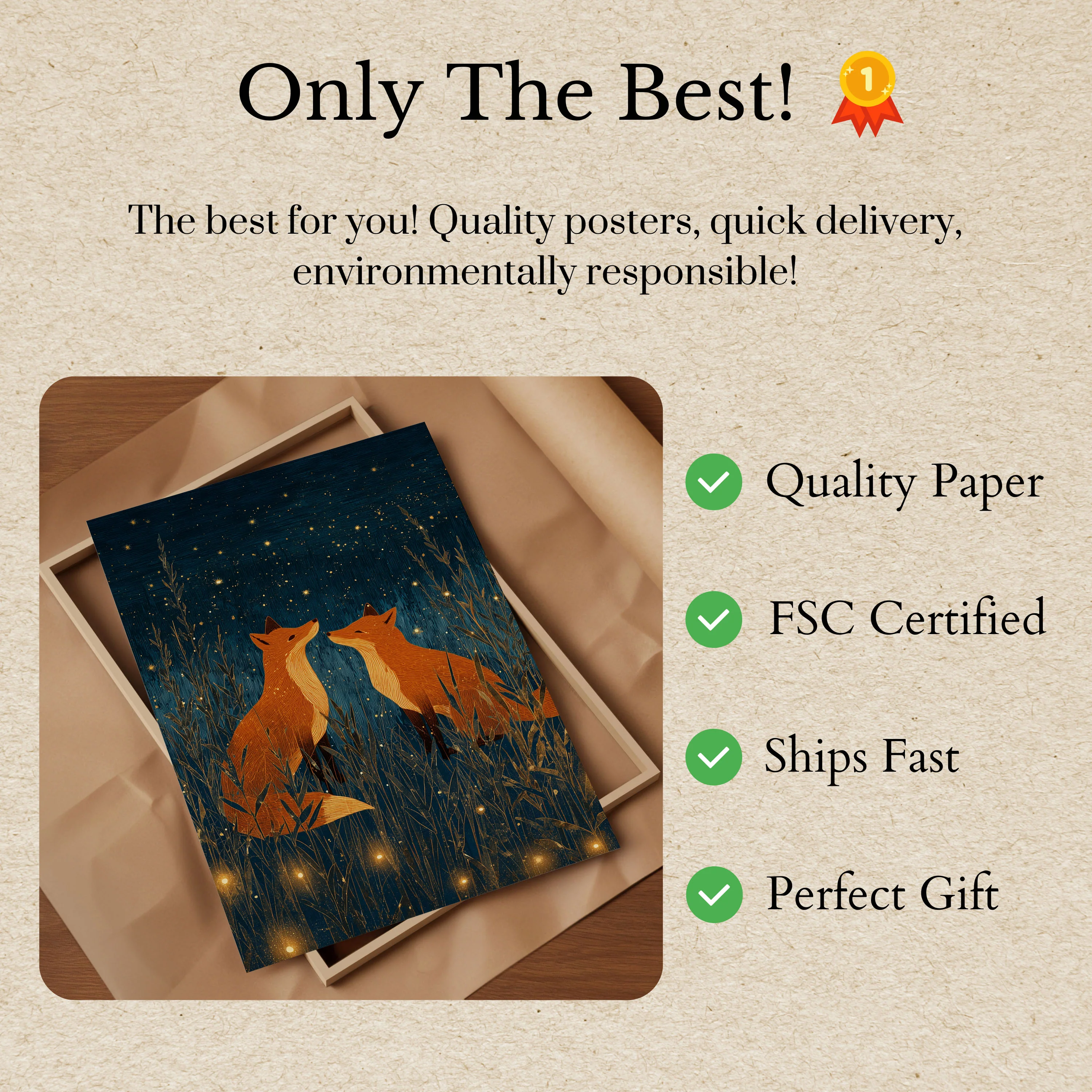 Two Foxes Under Starlight Poster - Image 3