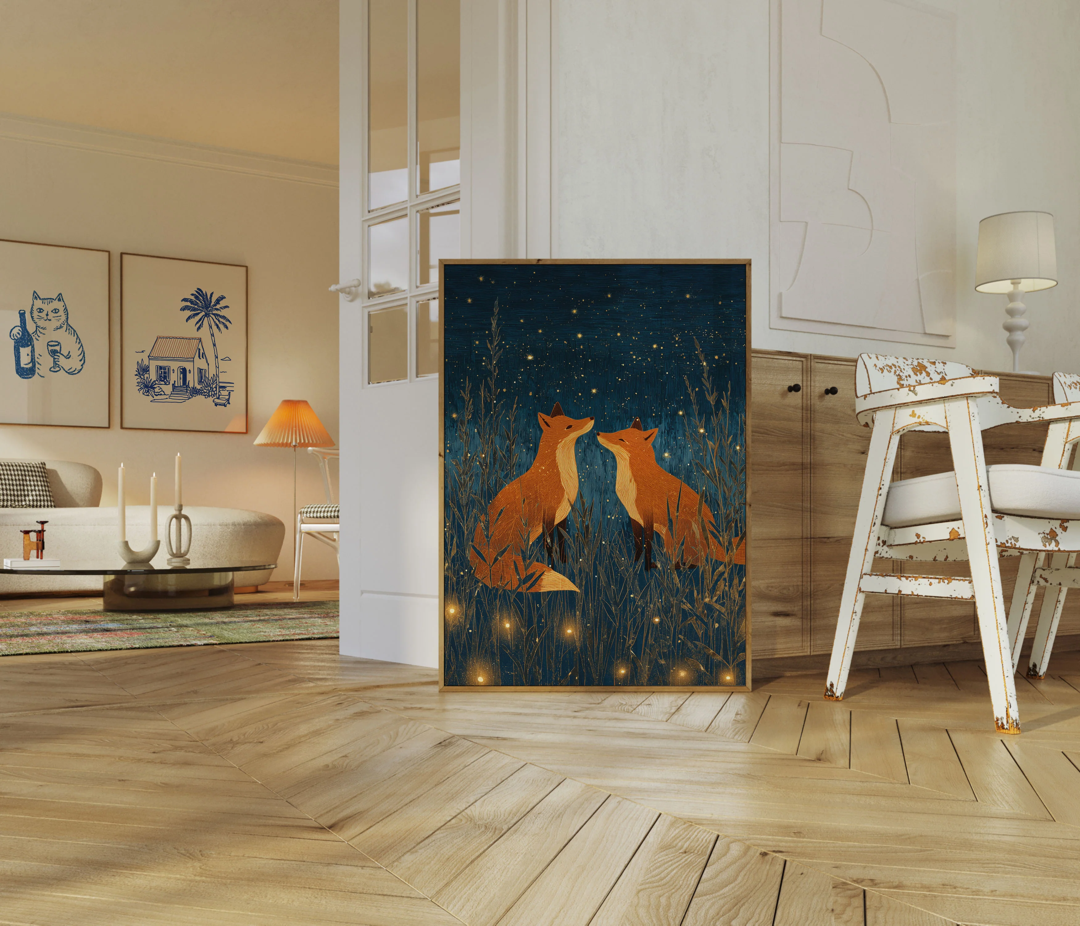 Two Foxes Under Starlight Poster - Image 5