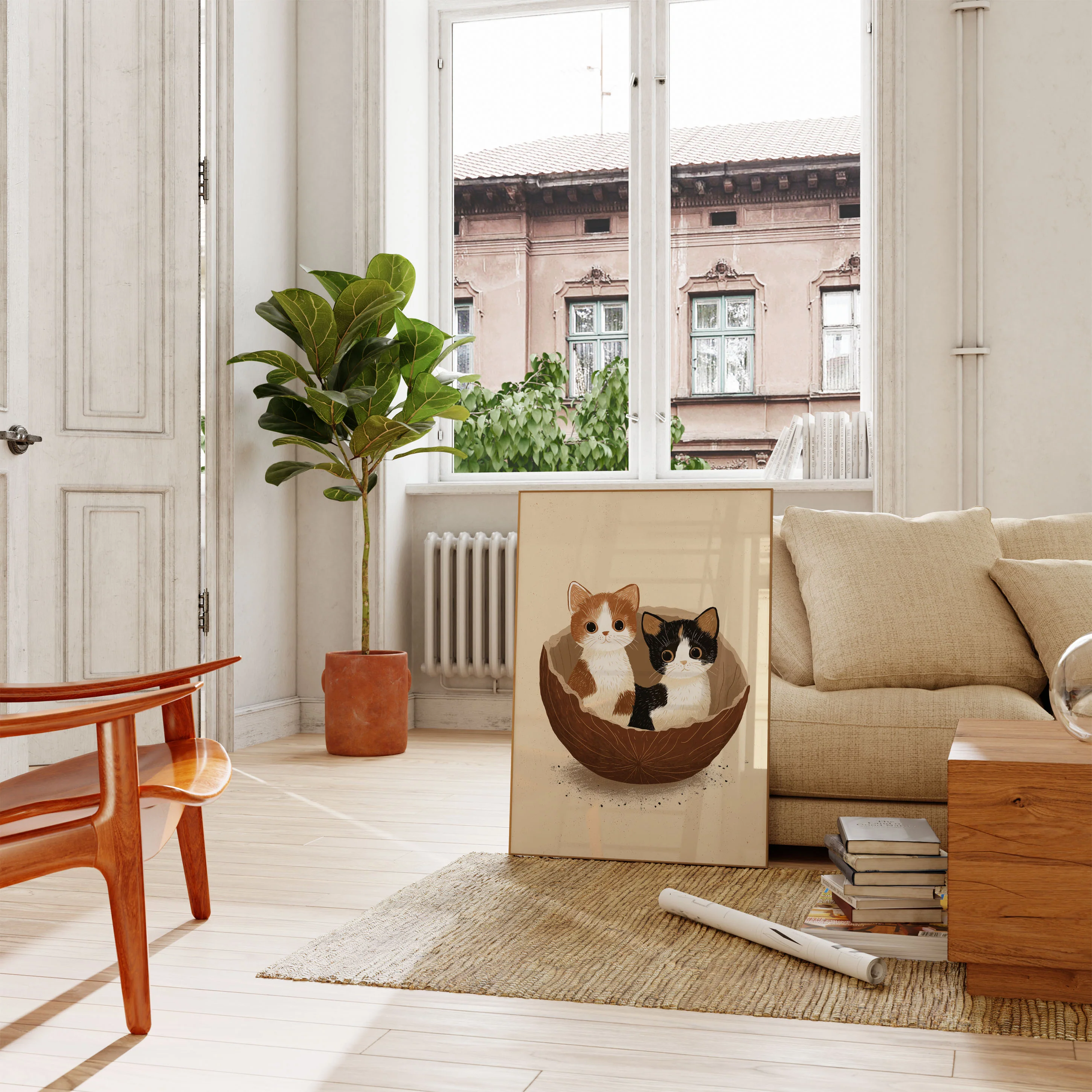 Two Kittens in Walnut Shell Poster - Image 2