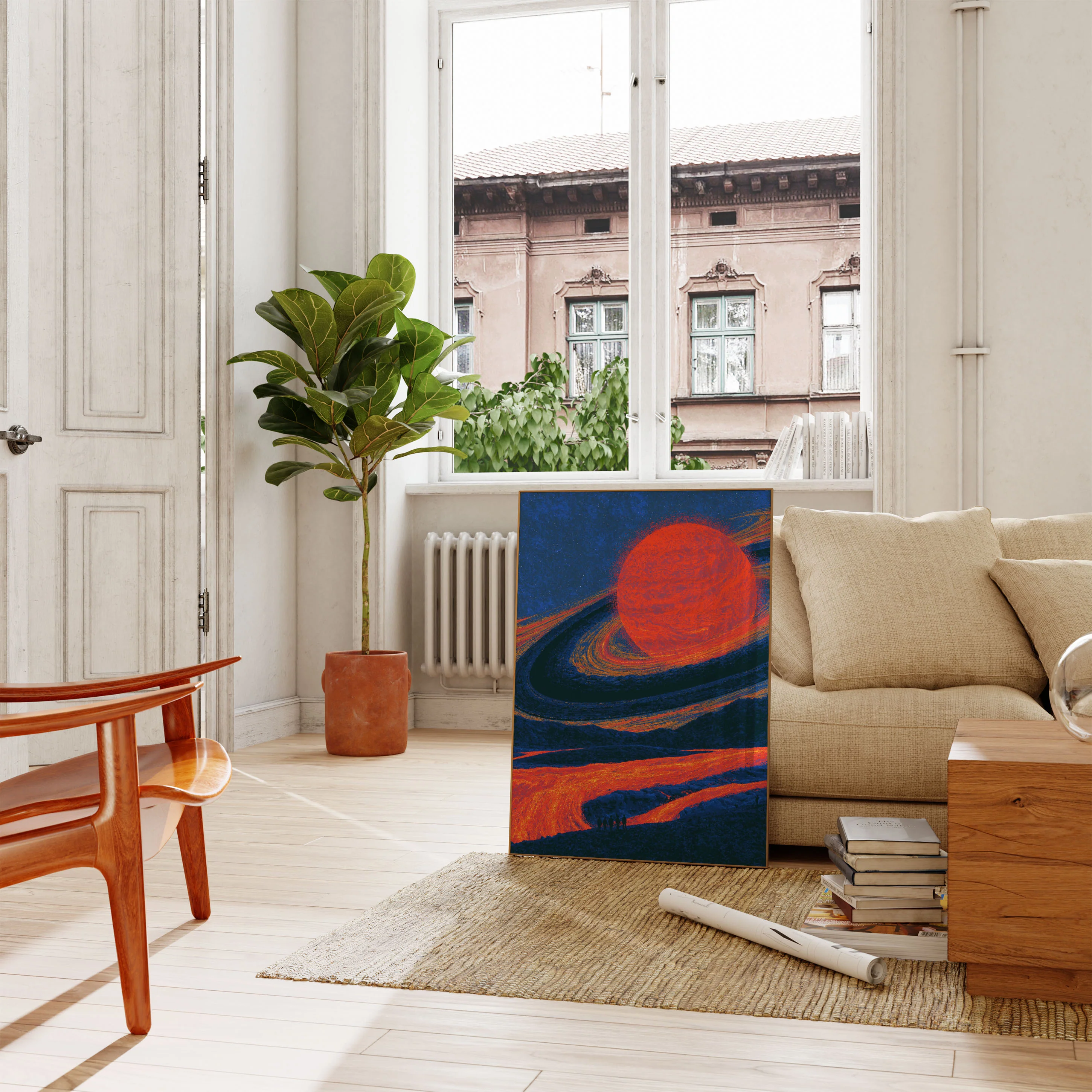 Volcanic Planet in Space Poster - Image 2