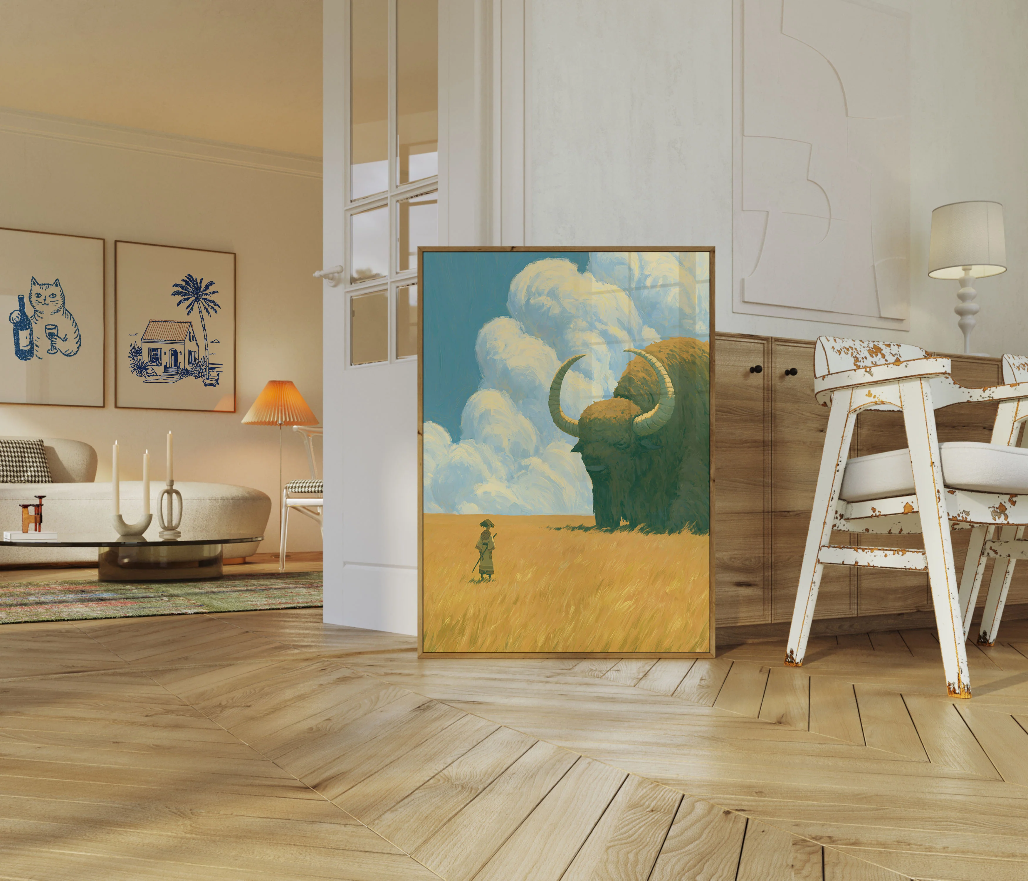 Warrior Facing Ancient Beast Poster - Image 5