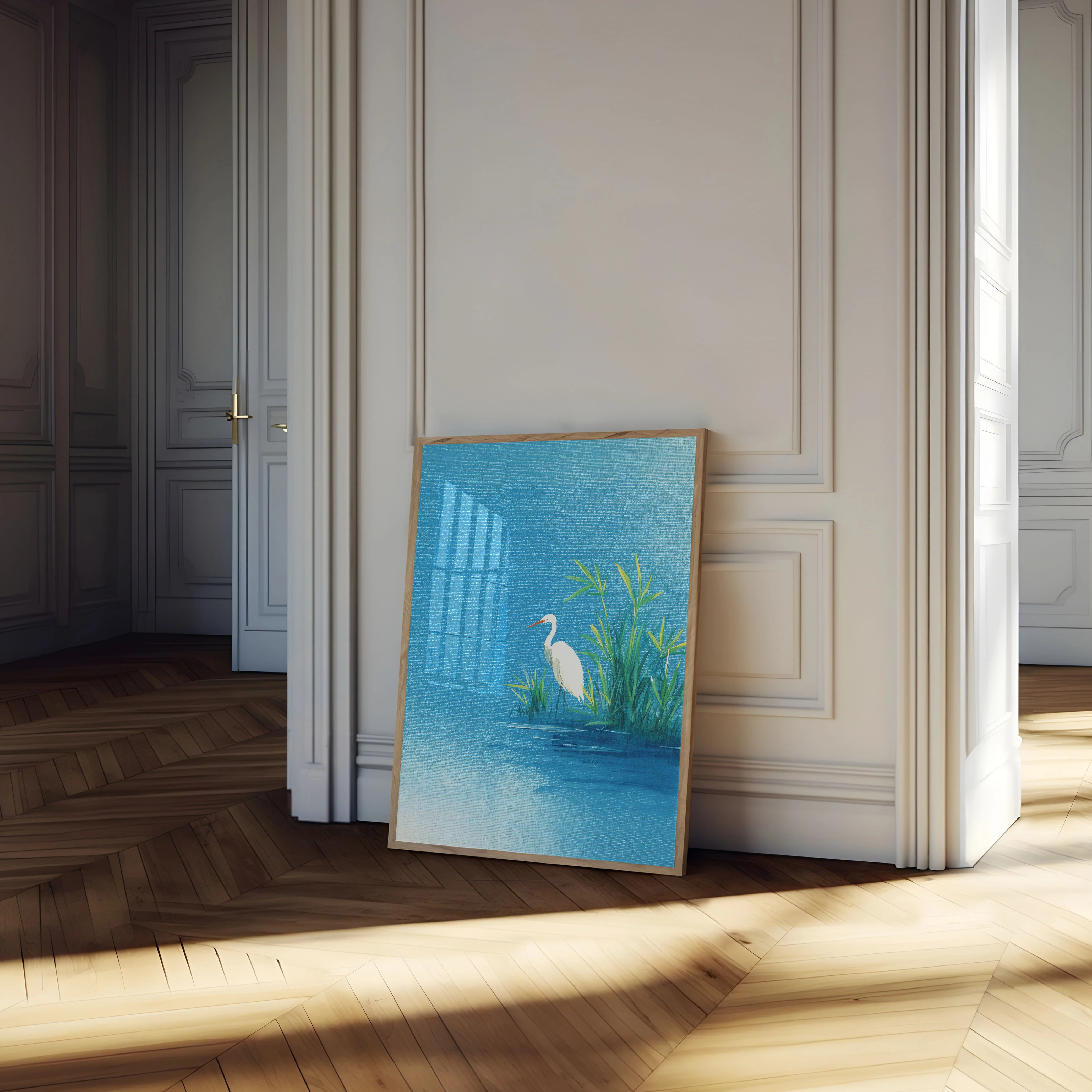 White Egret Lakeside Poster - Image 4