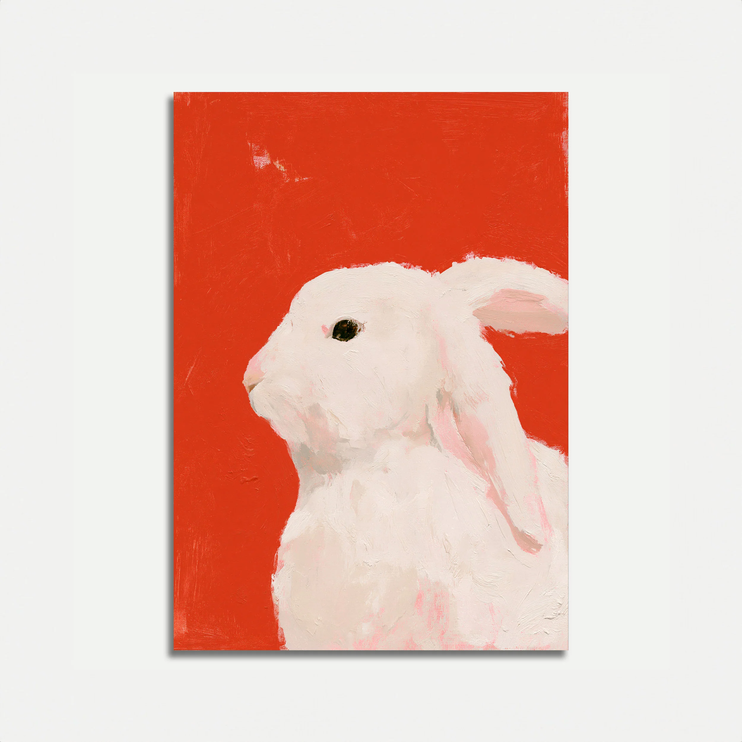 White Rabbit on Red Poster