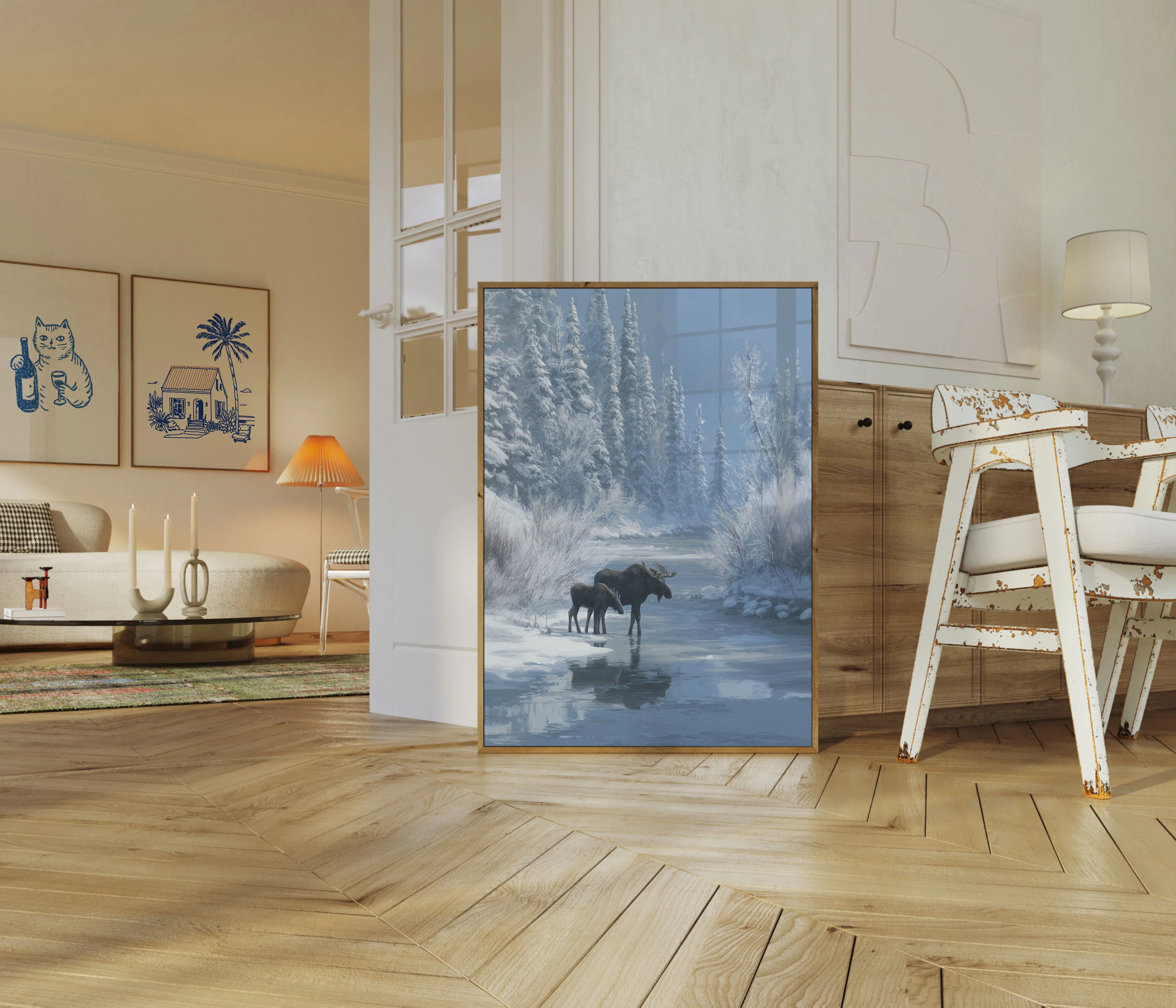 Winter Moose River Reflections Poster - Image 5