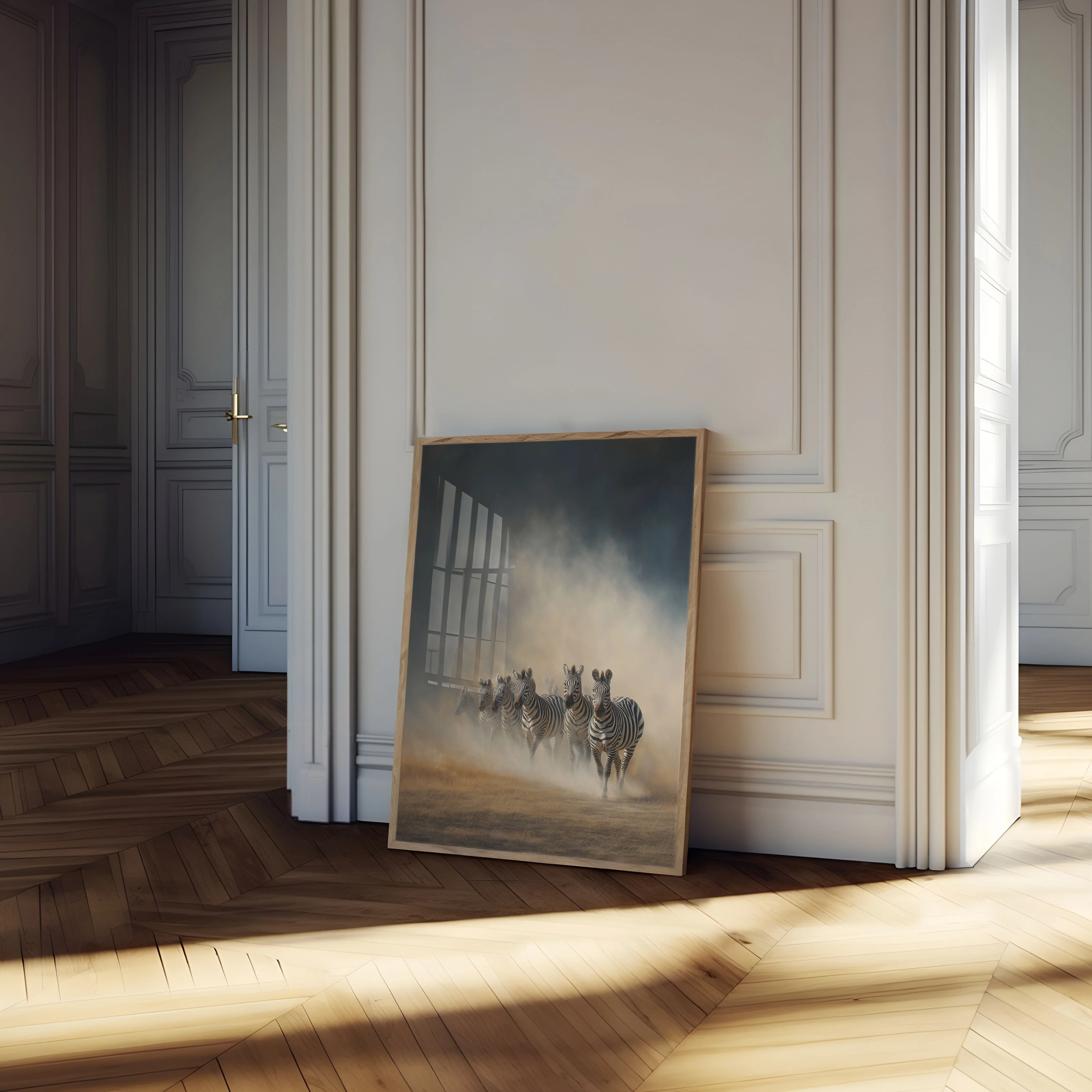 Zebras Running Through Dust Poster - Image 4