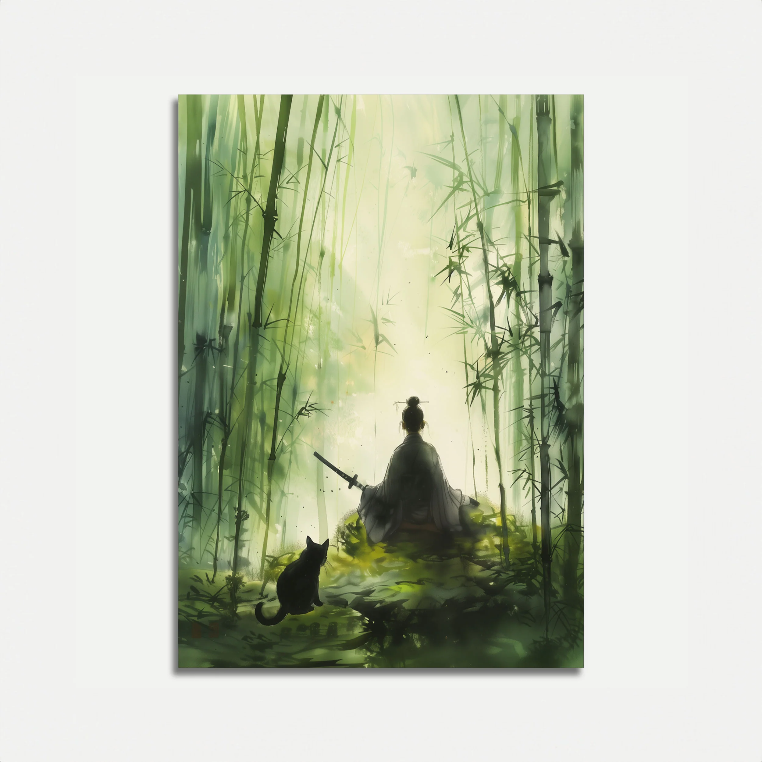 Zen Samurai Bamboo Forest Poster